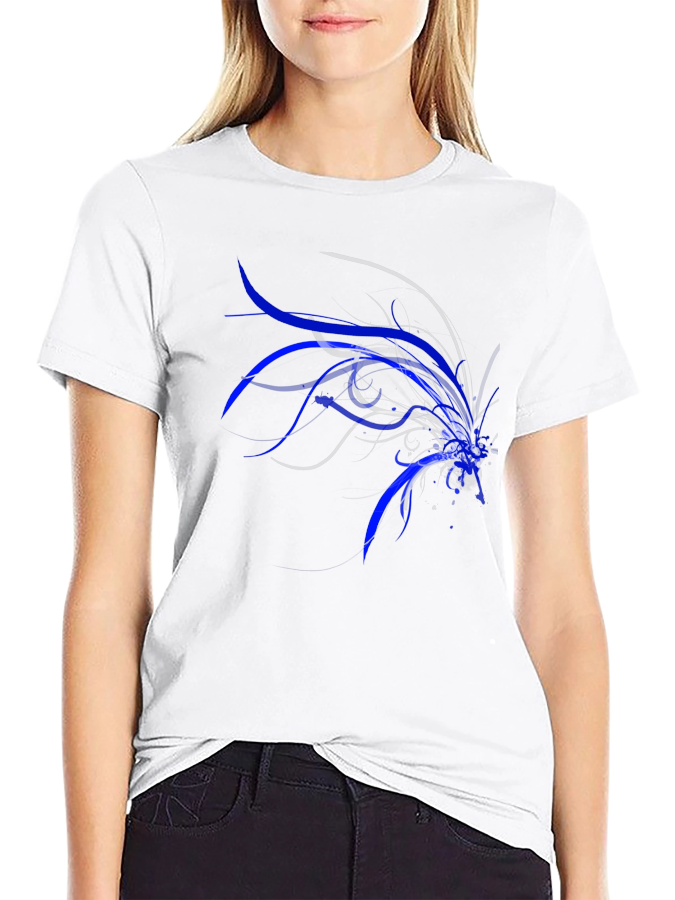 Abstract Blue Graphic Tee - Men's Black T-Shirt - 9