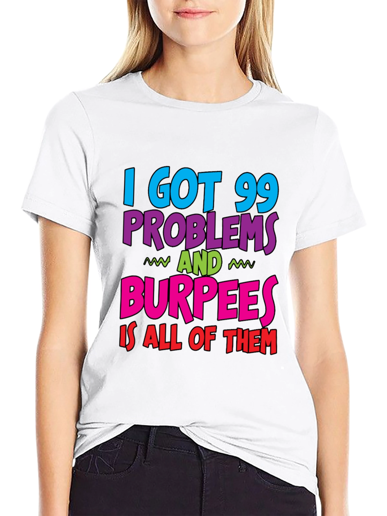 Black 99 Problems Burpees T-Shirt Funny Workout view 9