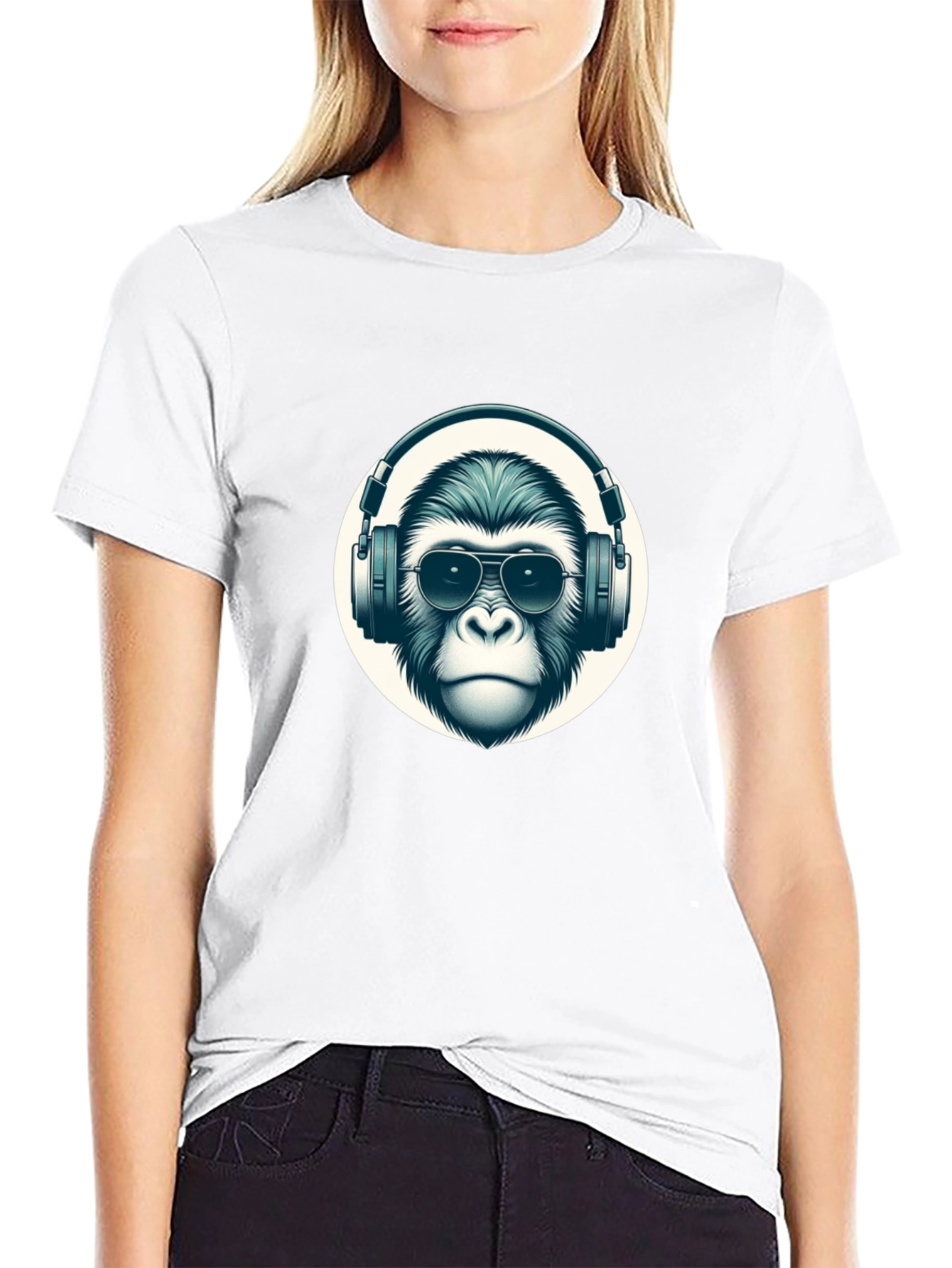 Black Cool Ape Graphic Tee - Black Cotton T-Shirt view 9
