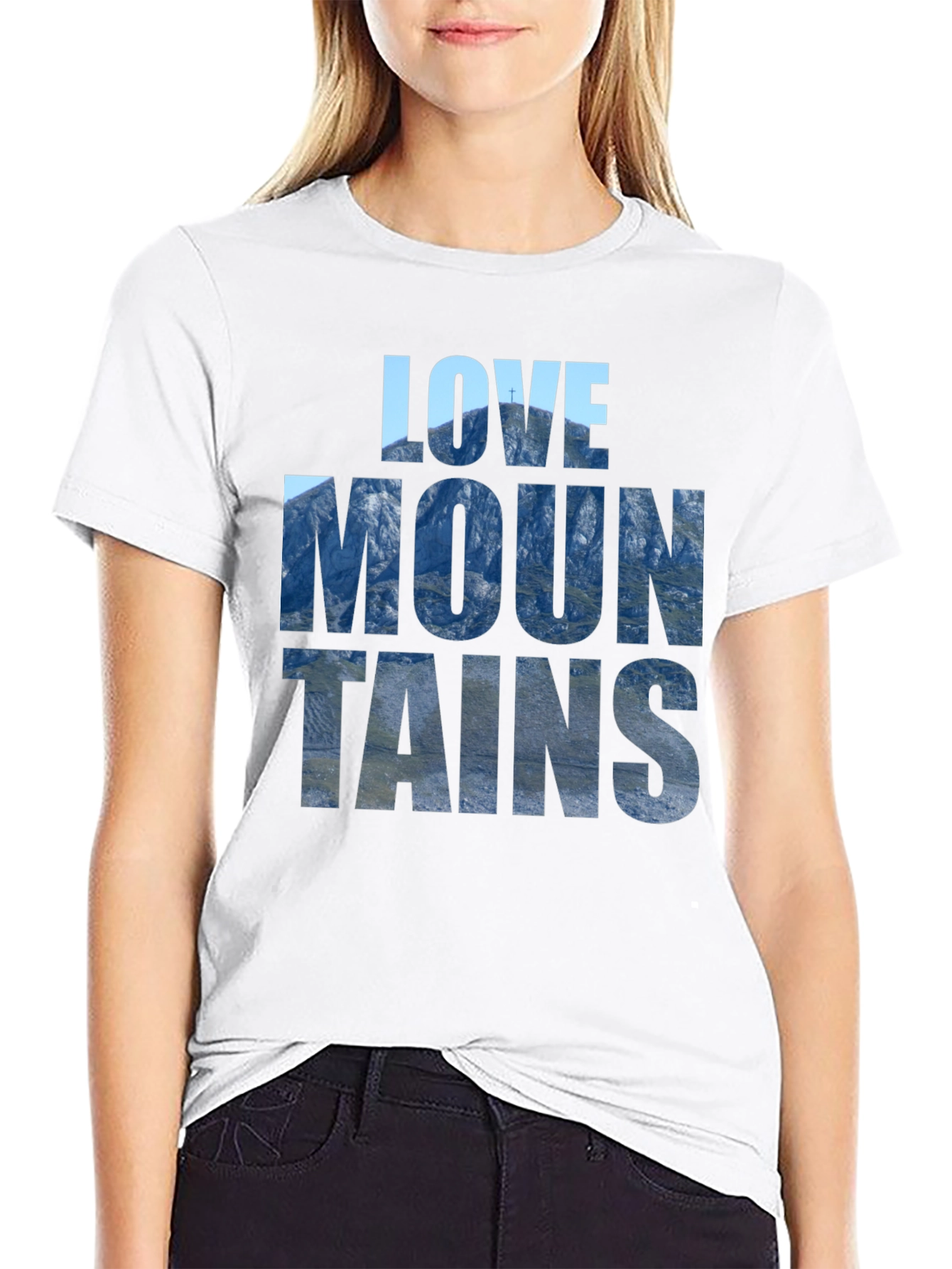 Black Love Mountains Graphic Tee - Nature Inspired Black T-Shirt view 9