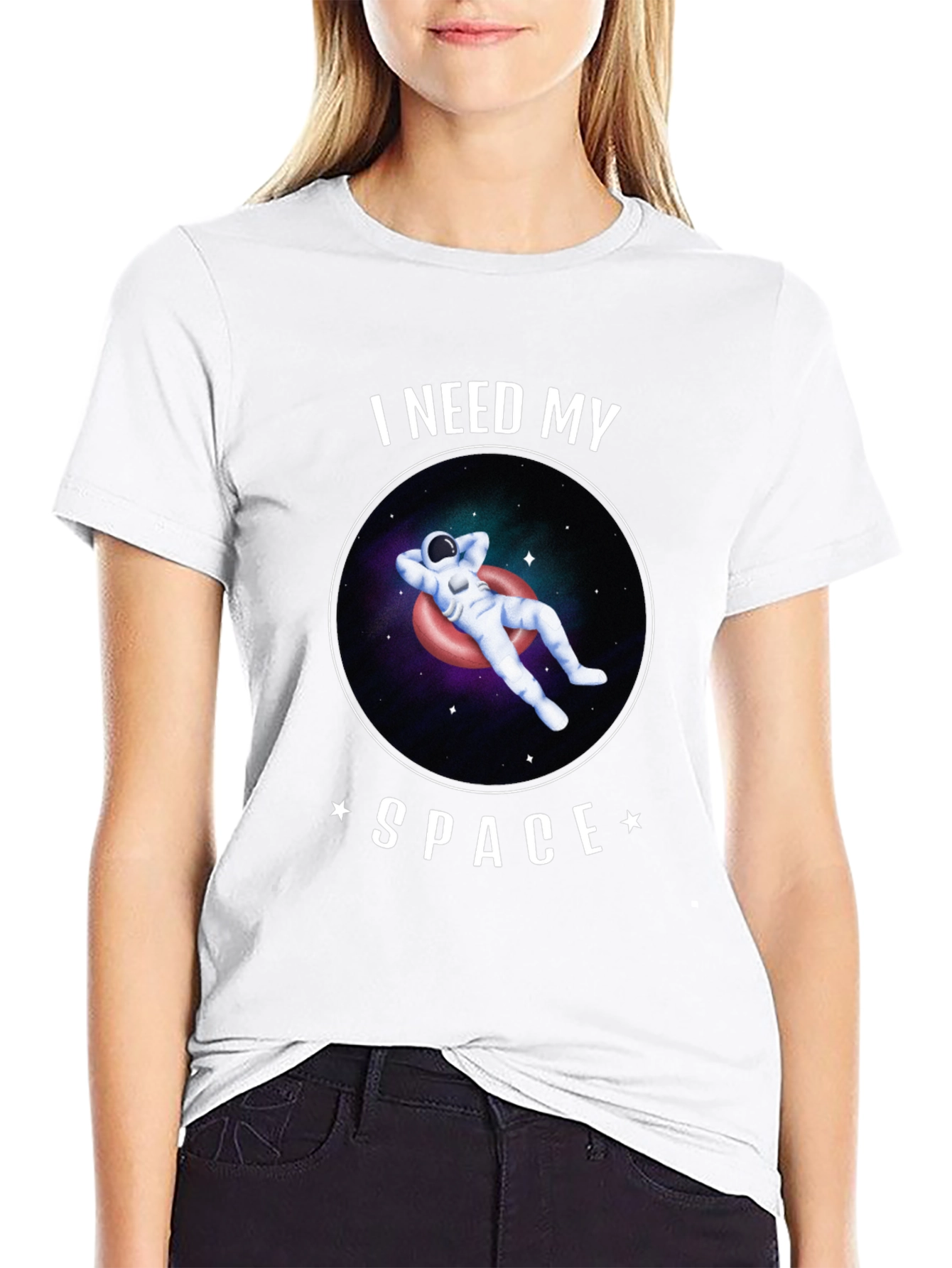 Black I Need My Space Astronaut Graphic T-Shirt view 9