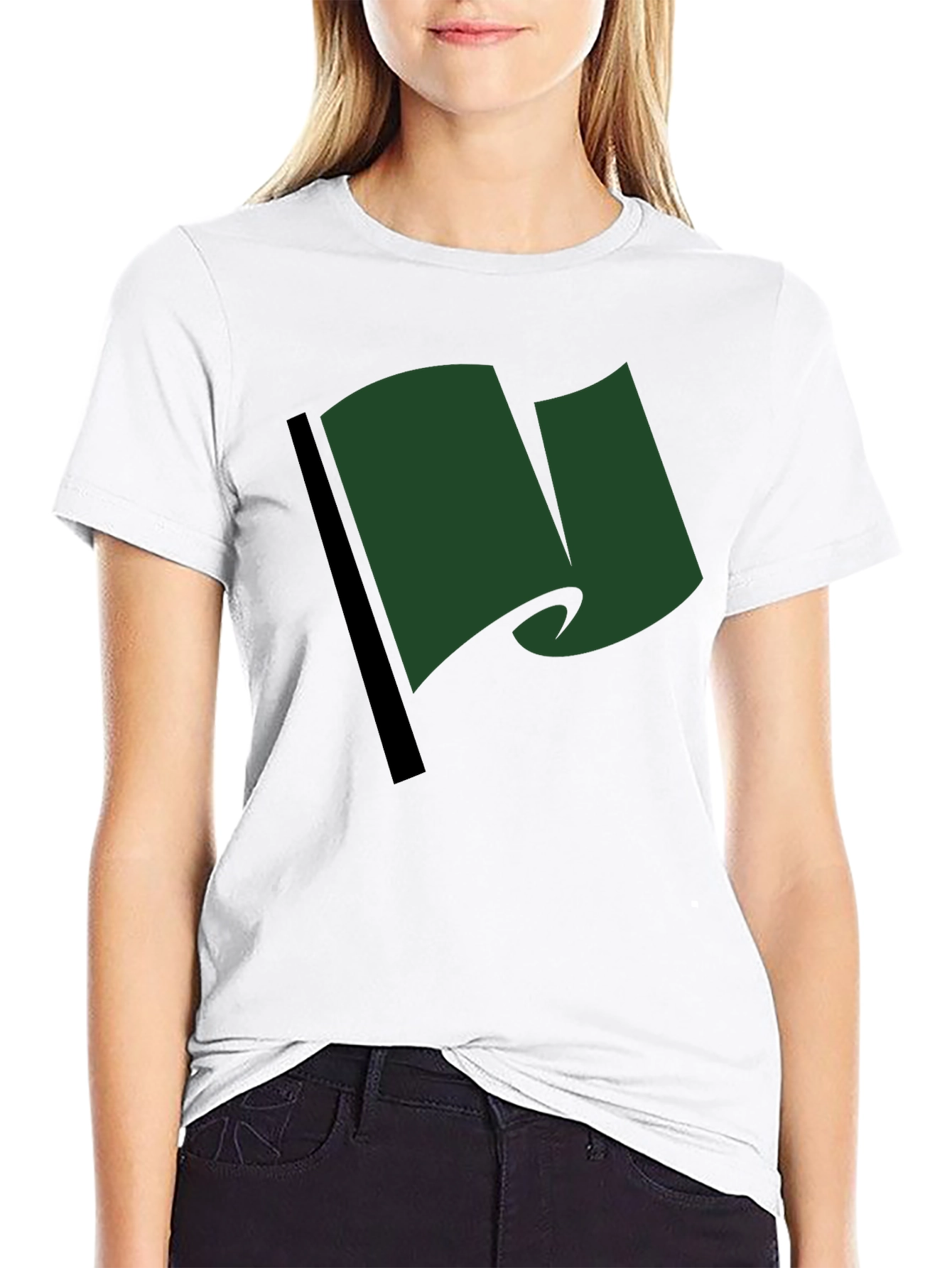 Black Green Flag Graphic Tee - Casual Black T-Shirt view 9
