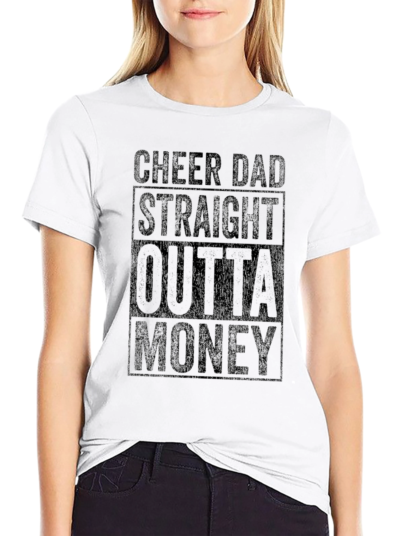 Cheer Dad Straight Outta Money Black Tee - 9