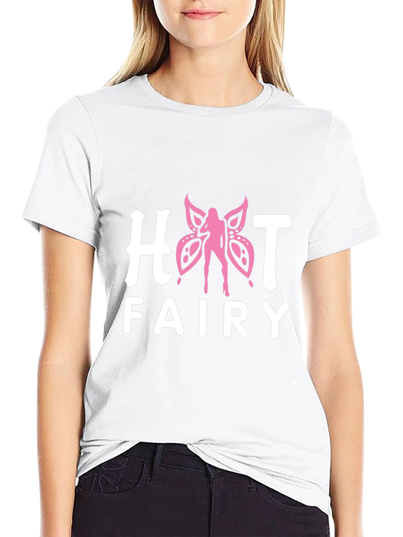 Black Hot Fairy Graphic T-Shirt - Black Tee view 9