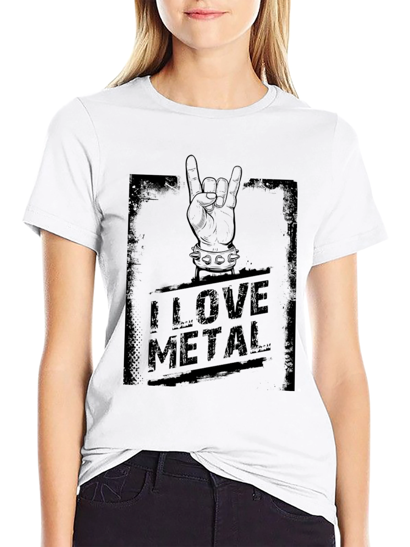 Black I Love Metal Black T-Shirt view 9