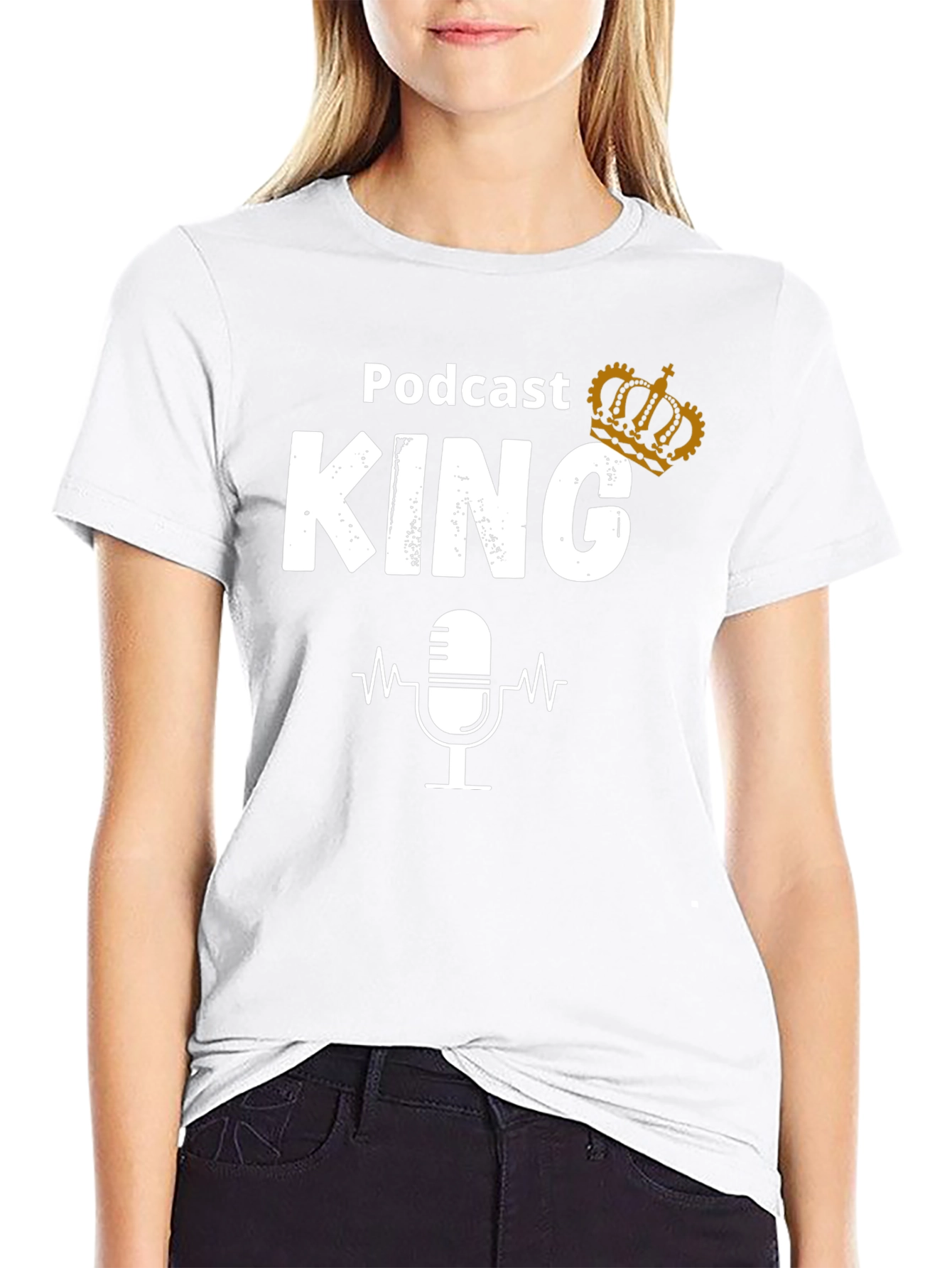 Black Podcast King T-Shirt: Microphone Graphic Tee view 9