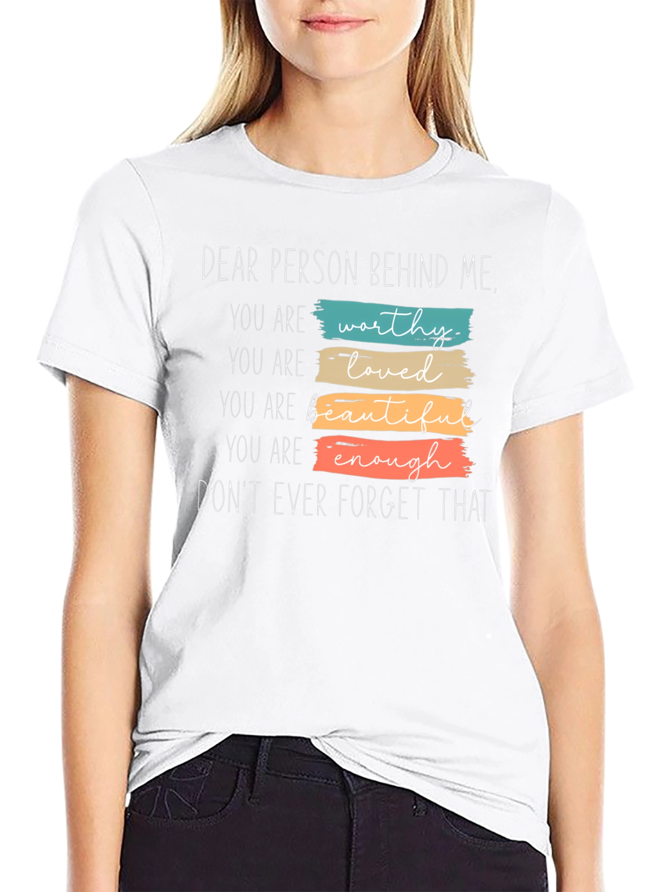 Black Inspirational Graphic Tee - "Dear Person Behind Me" view 9