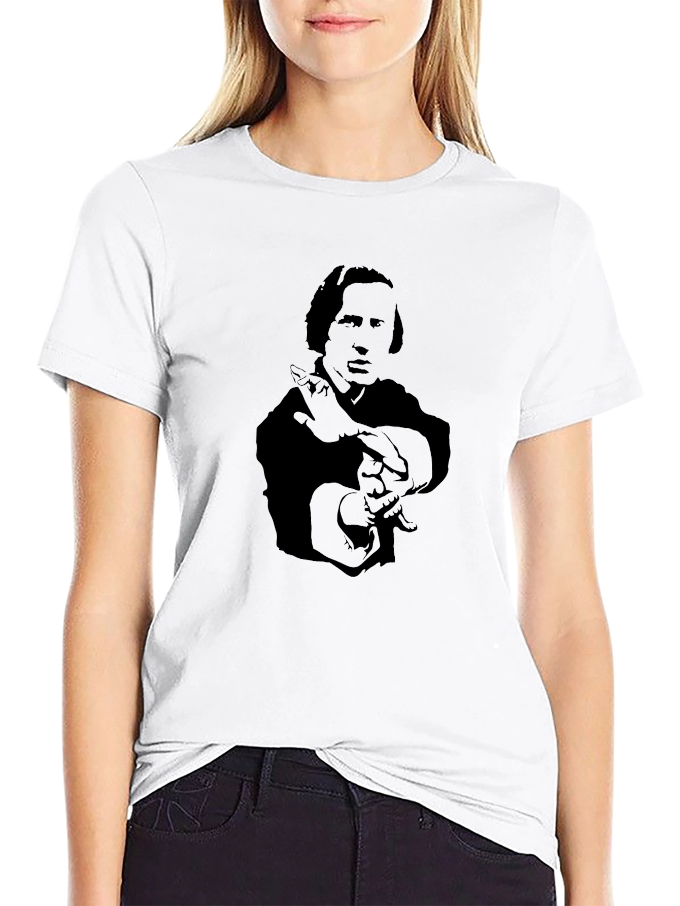 Black Graphic Tee - Retro Silhouette Design - 9