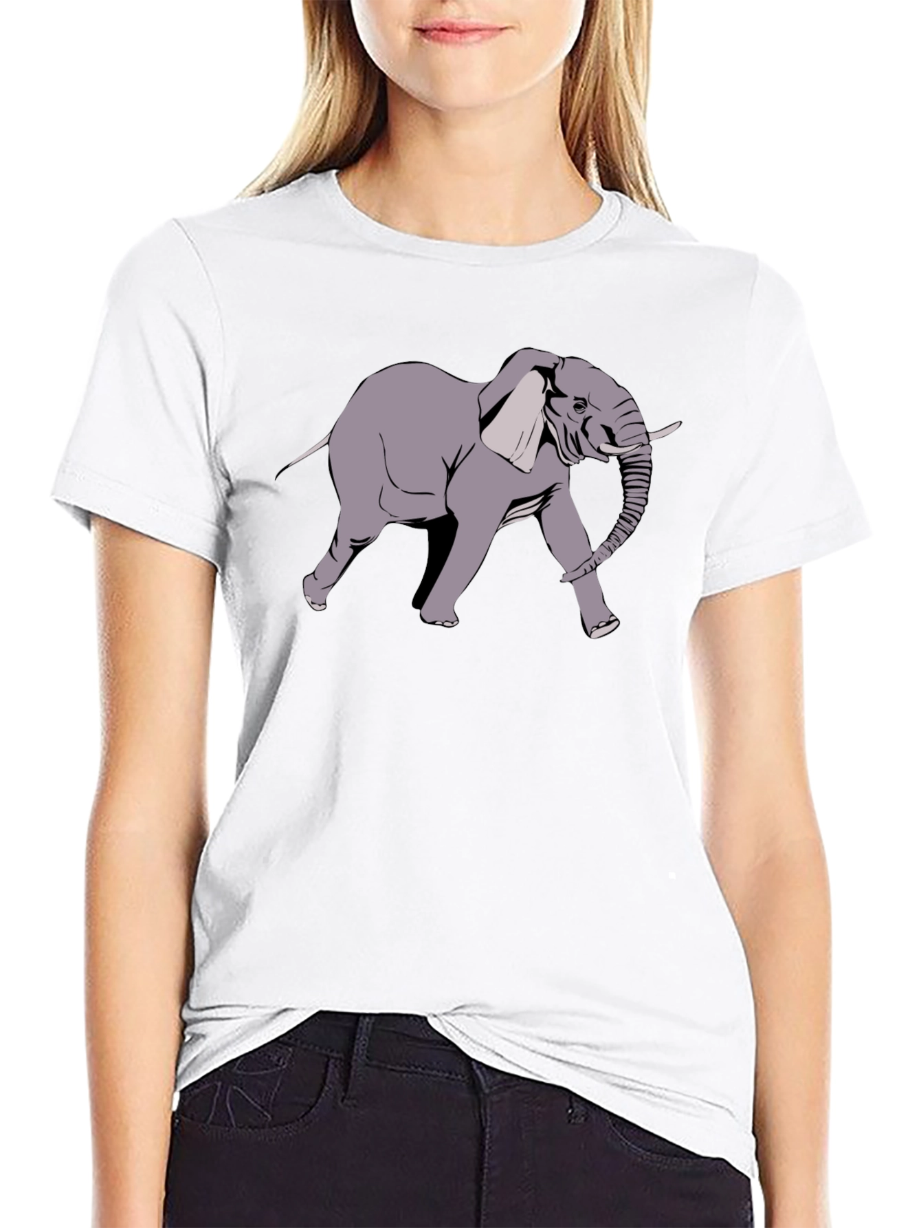 Black Elephant Graphic Print Black T-Shirt view 9