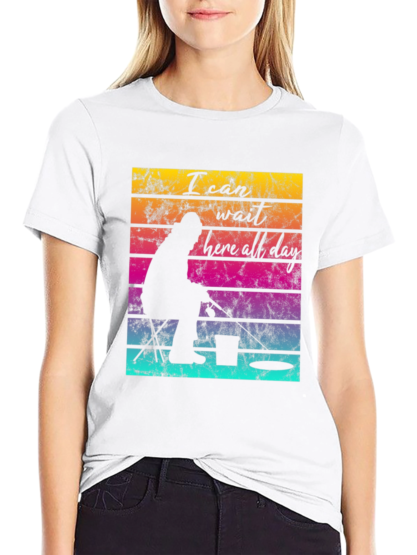 Black Fishing T-Shirt - I Can Wait Here All Day view 9