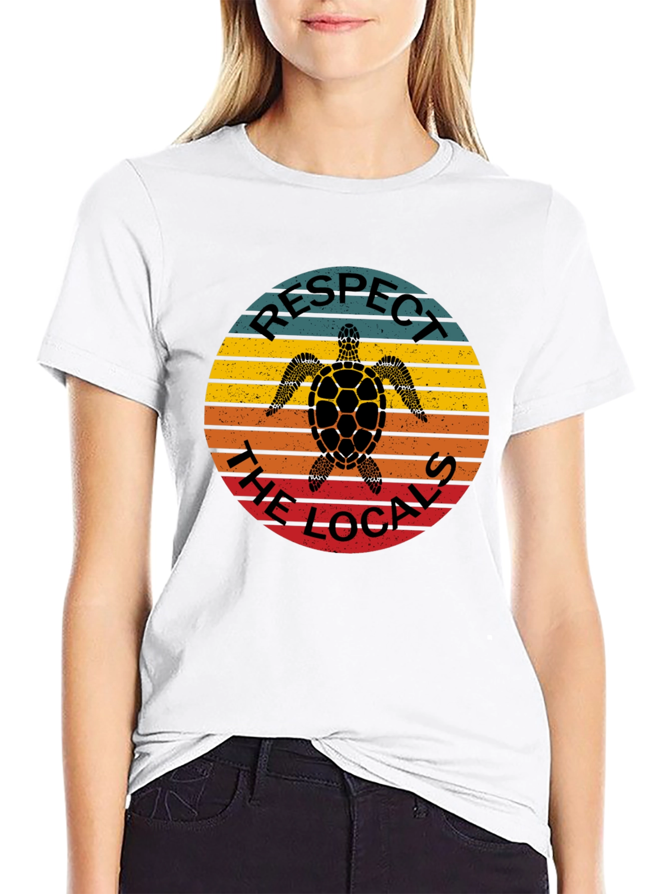 Black Respect the Locals Turtle T-Shirt - Black view 9