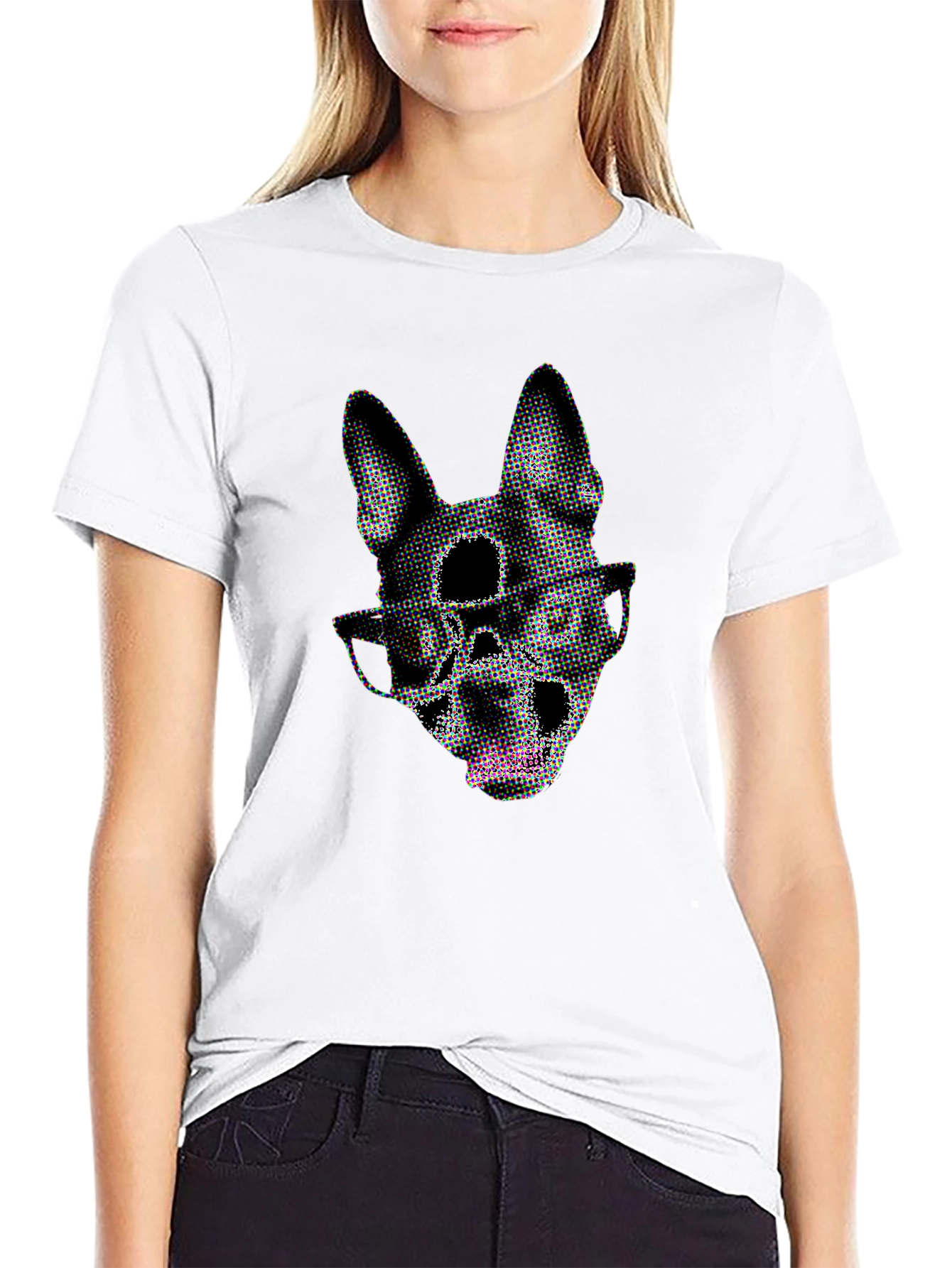 Black Dog Skull Graphic Tee - Black Crew Neck view 9