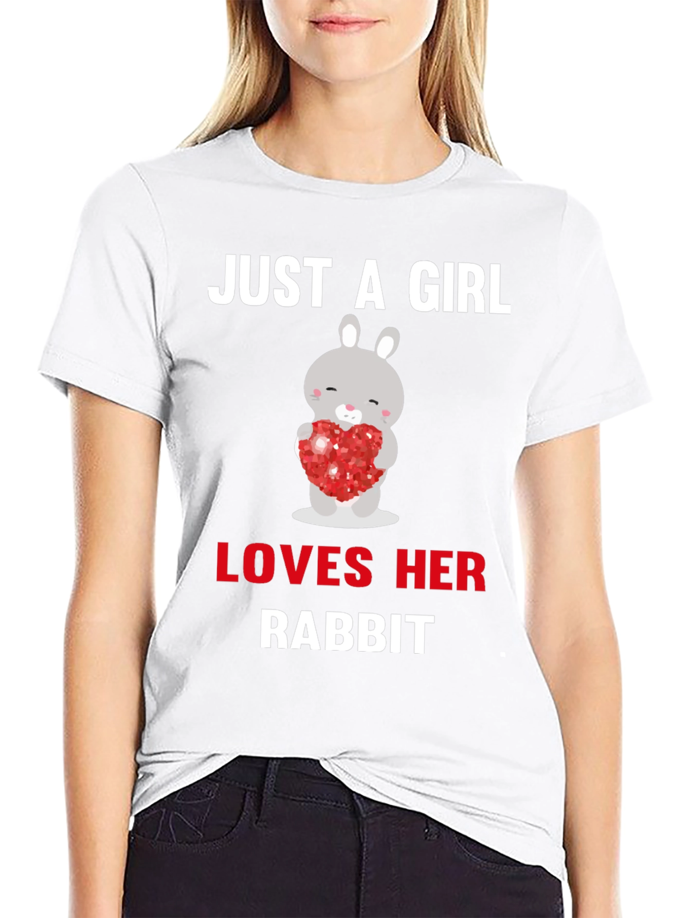 Black Just A Girl Loves Her Rabbit T-Shirt view 9