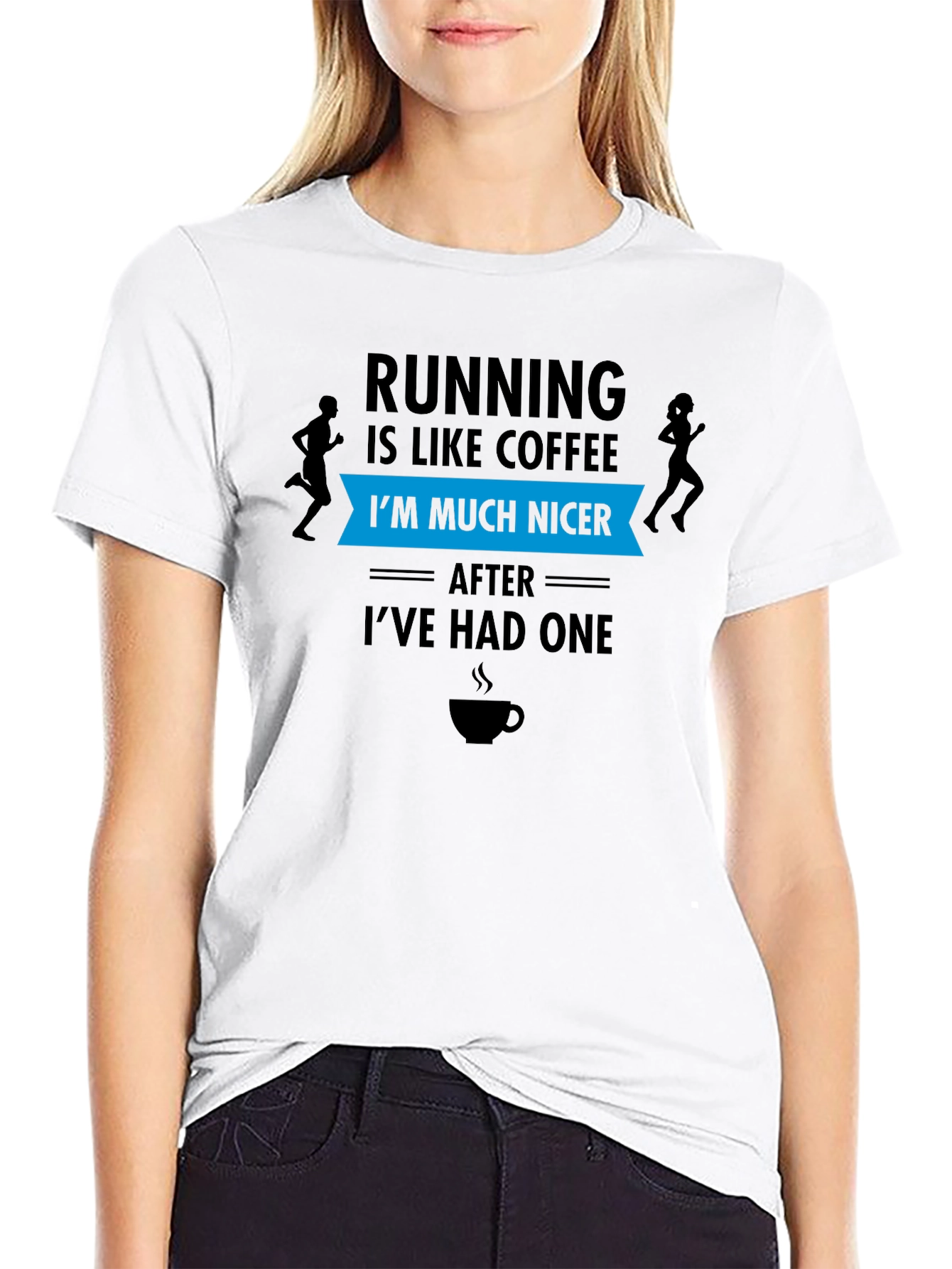Black Running Coffee T-Shirt: I'm Much Nicer After One view 9