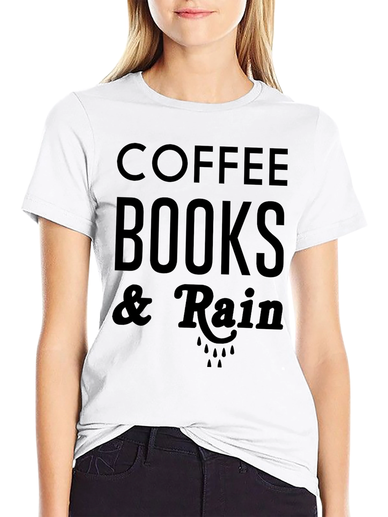 Black Coffee Books & Rain Graphic Tee - Soft Cotton Blend view 9