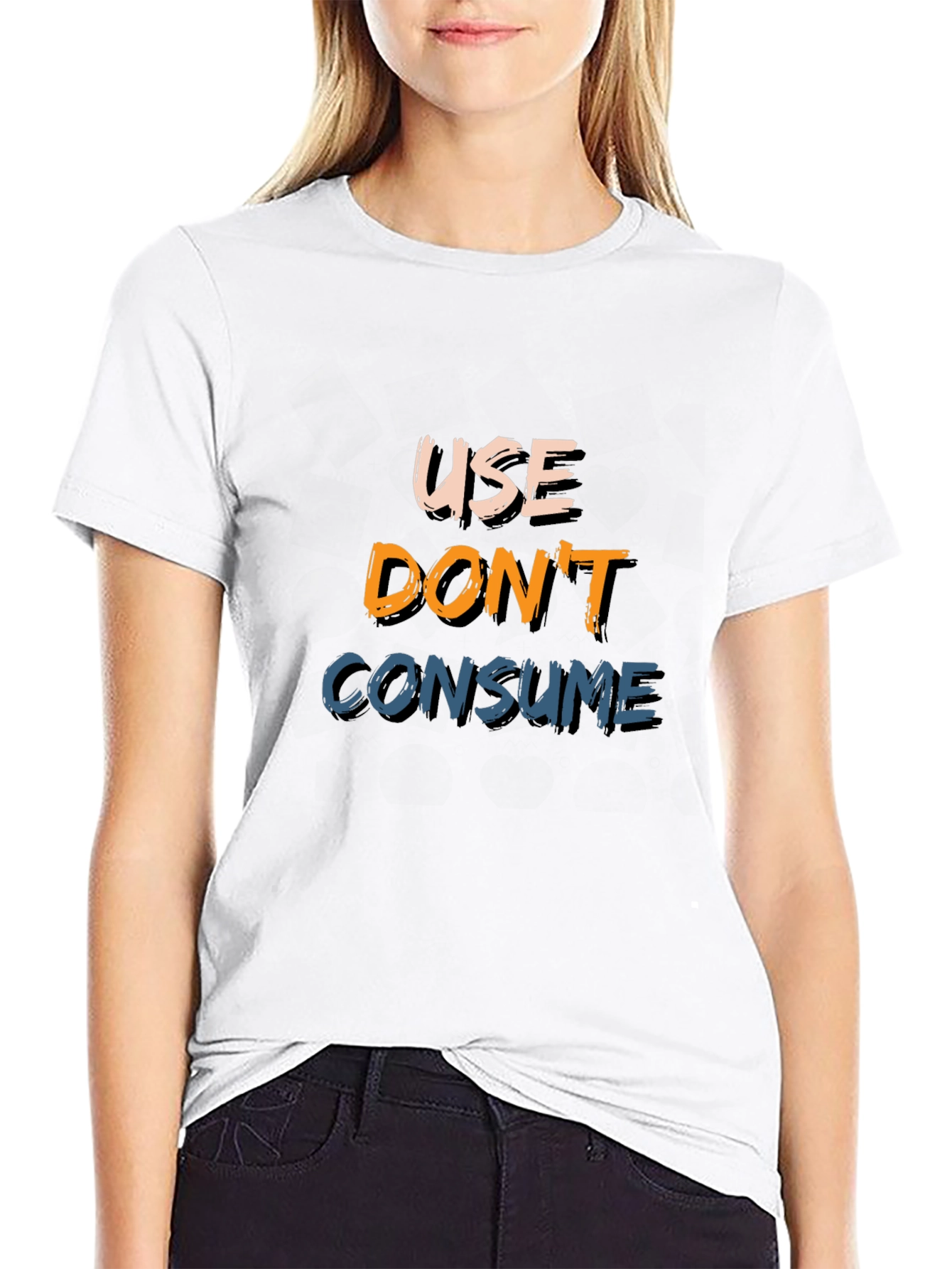 Black Use Don't Consume Black Graphic Tee view 9