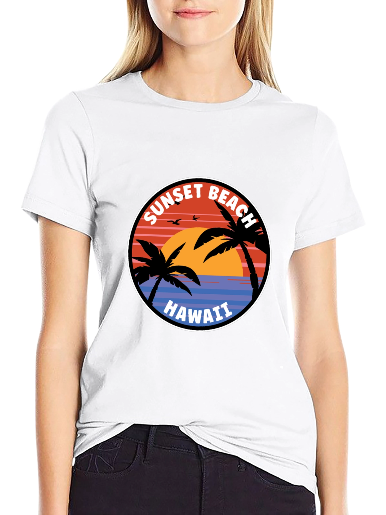 Black Sunset Beach Hawaii T-Shirt view 9