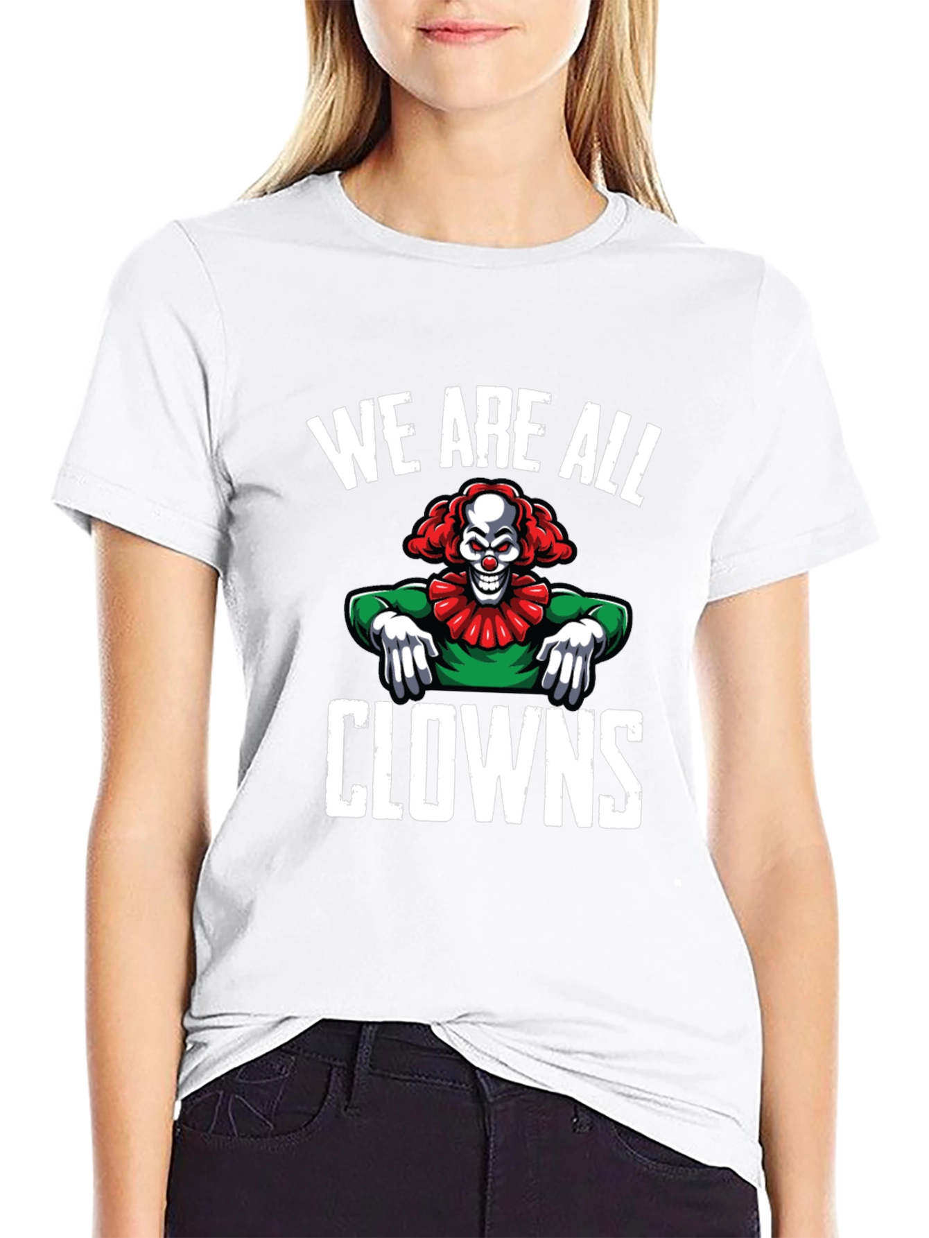 Black We Are All Clowns Graphic Tee - Dark Humor T-Shirt view 9