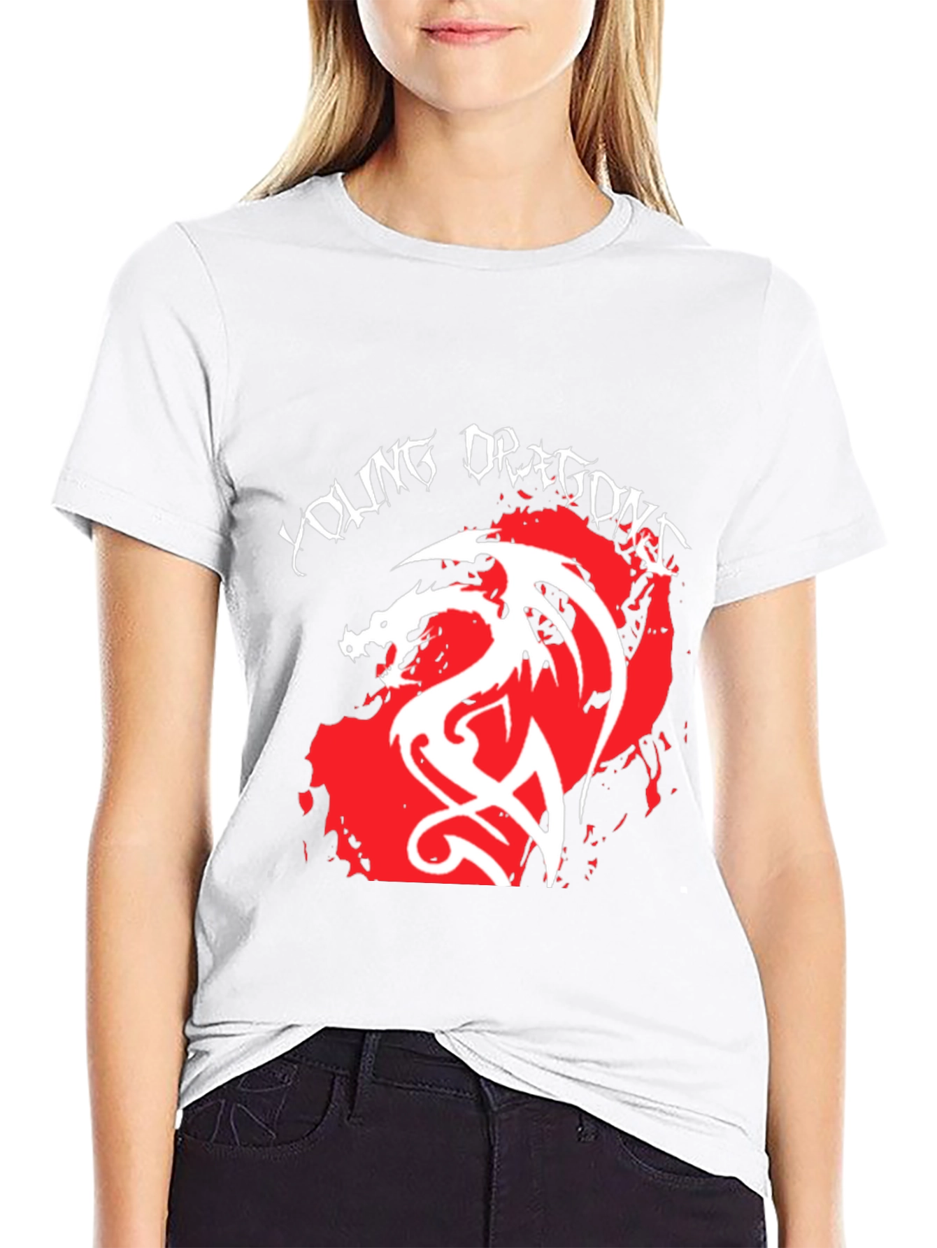 Black Young Dragons Graphic Tee - Black Cotton Blend T-Shirt view 9