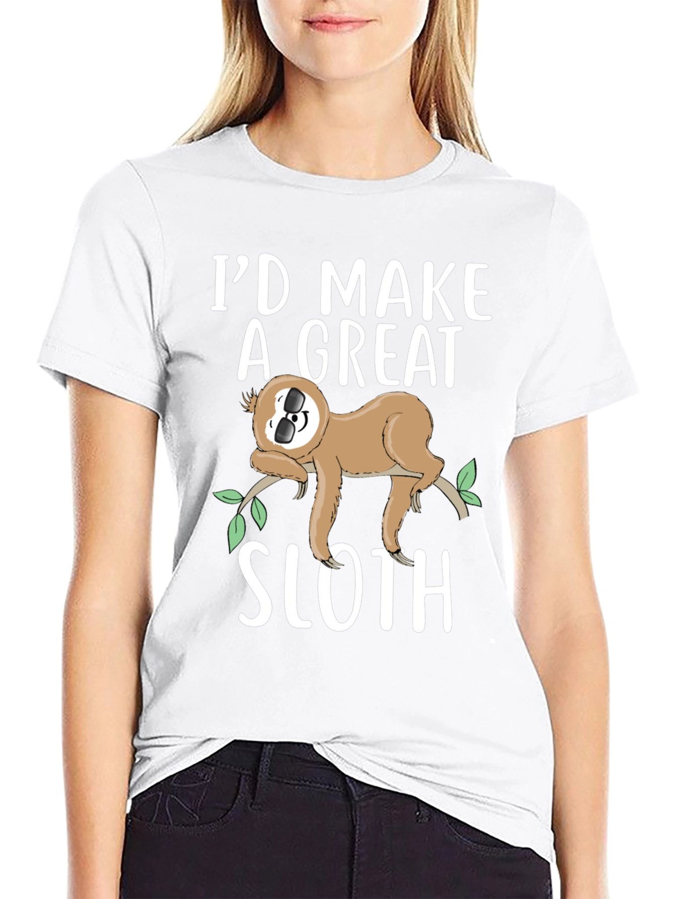 Black I'd Make a Great Sloth T-Shirt view 9
