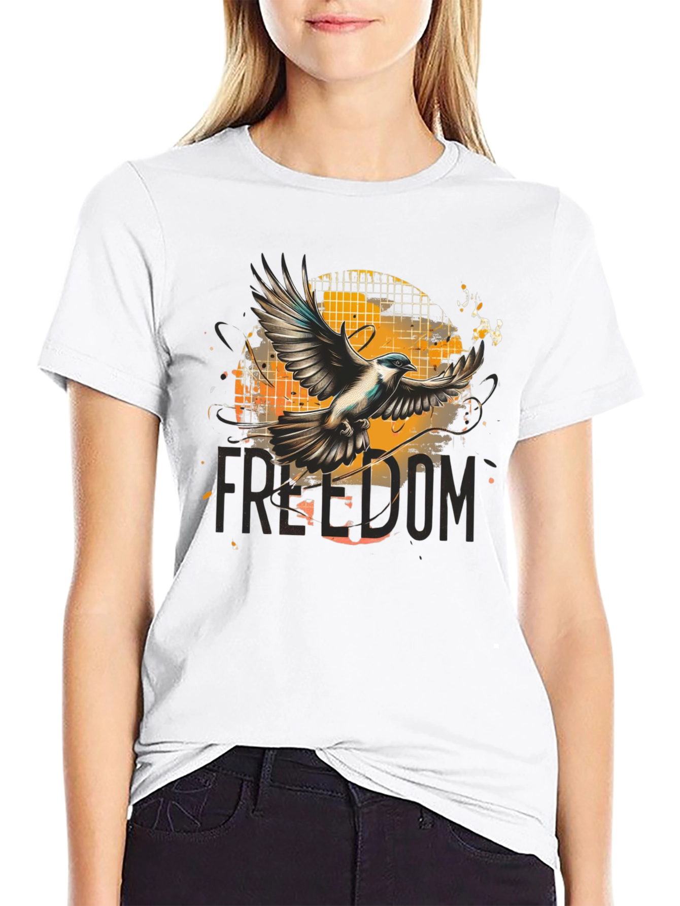 Black Freedom Bird Graphic T-Shirt view 9