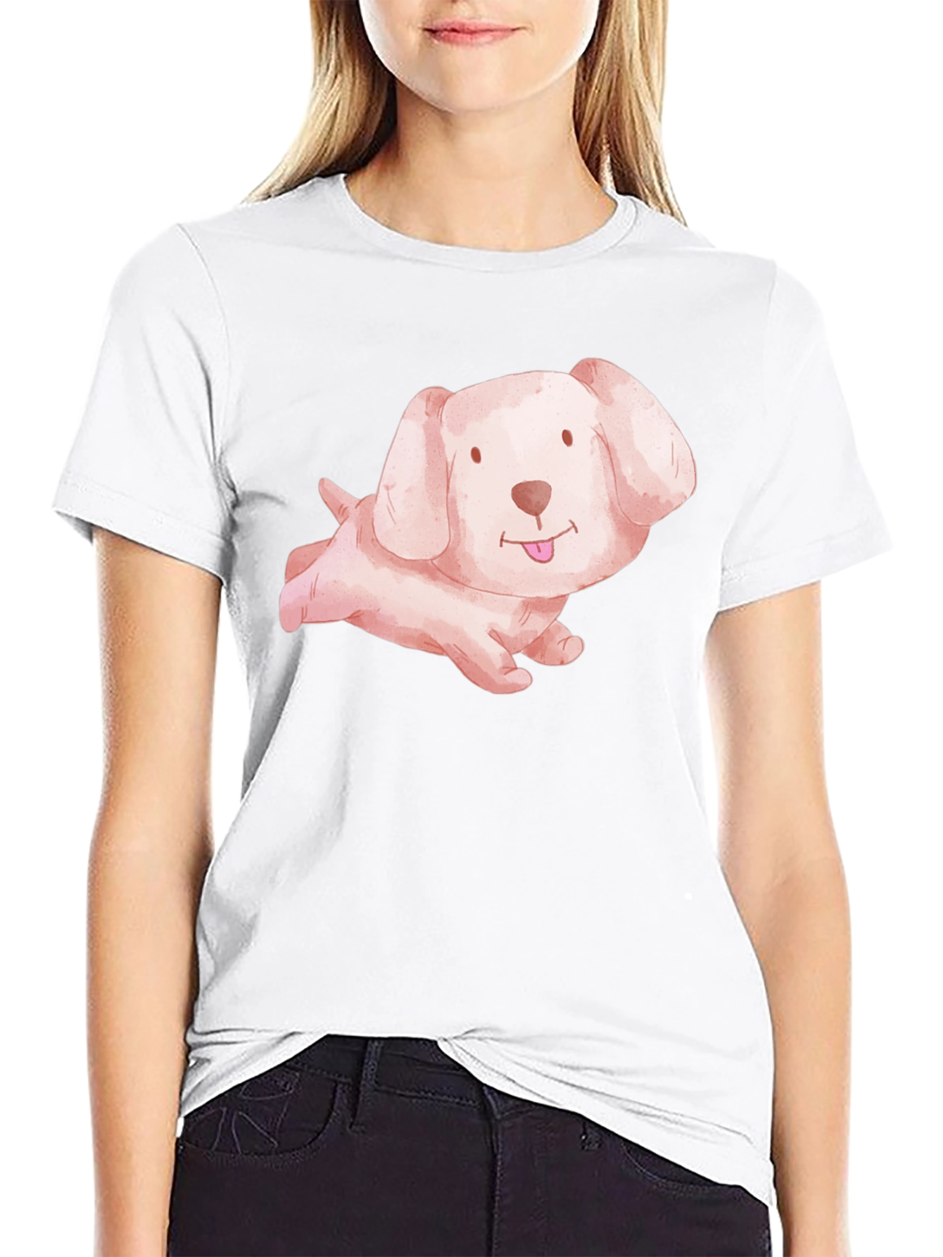 Black Cute Puppy Dog Black T-Shirt view 9