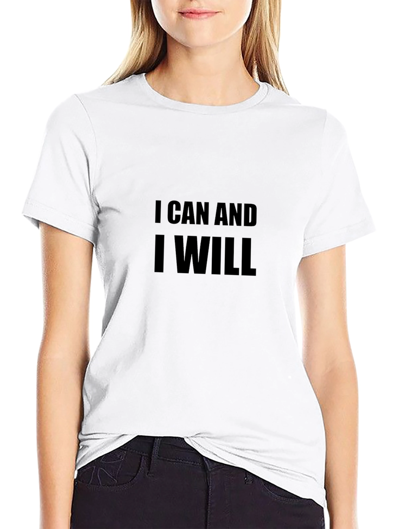 Black Motivational Black T-Shirt: I Can and I Will view 9