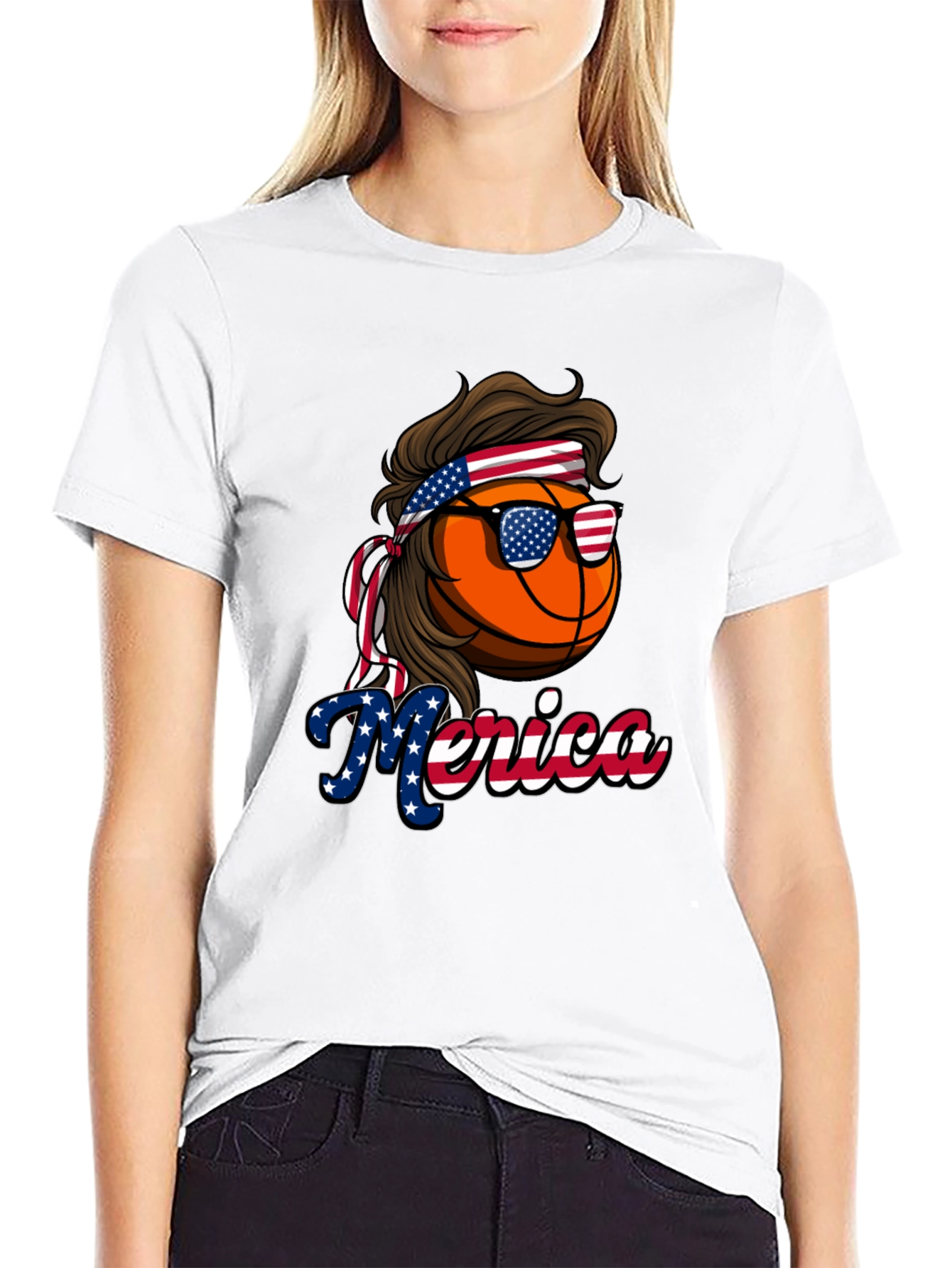 Black Basketball Merica T-Shirt, Patriotic Tee view 9