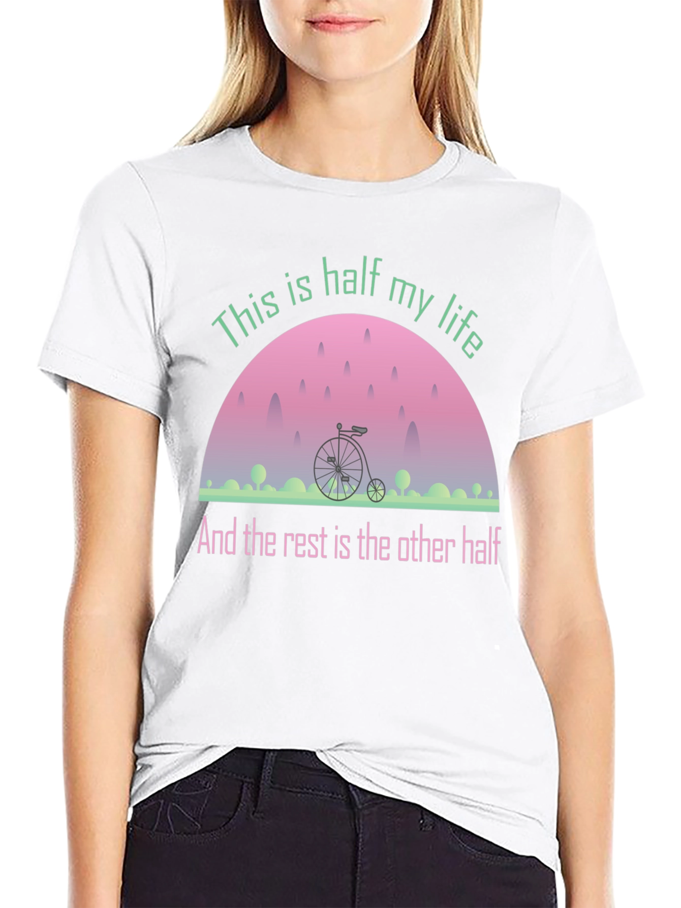 Black Half My Life Bicycle Graphic Tee - Black Cotton Blend view 9
