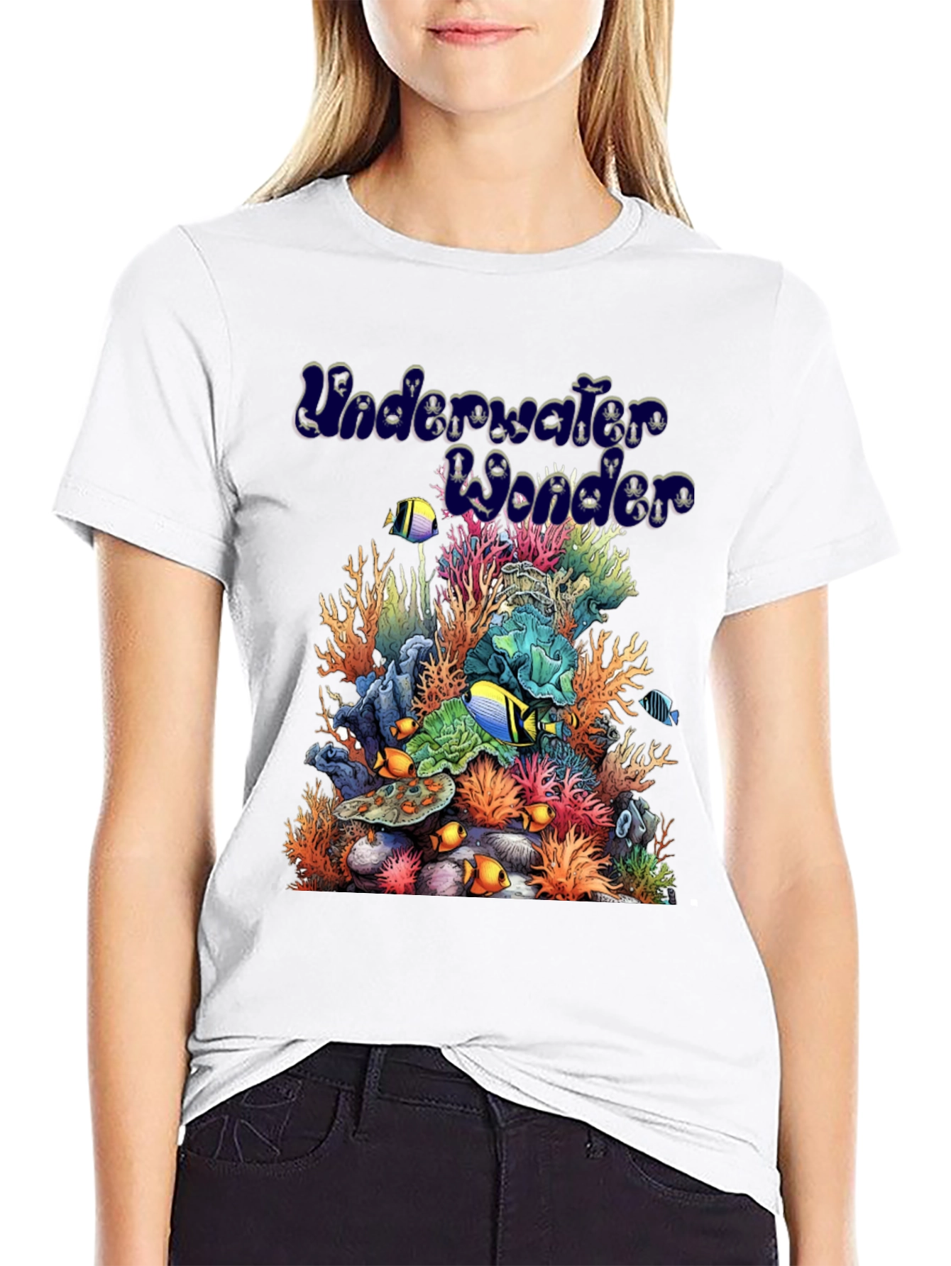 Black Underwater Wonder Graphic Tee - Black Cotton Casual Shirt view 9