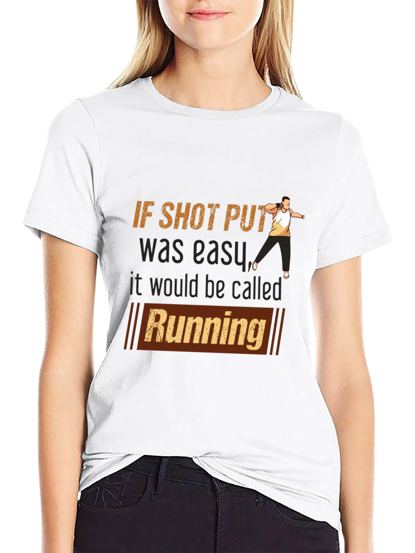 Black Funny Shot Put T-Shirt - If Shot Put Was Easy, It Would Be Called Running view 9