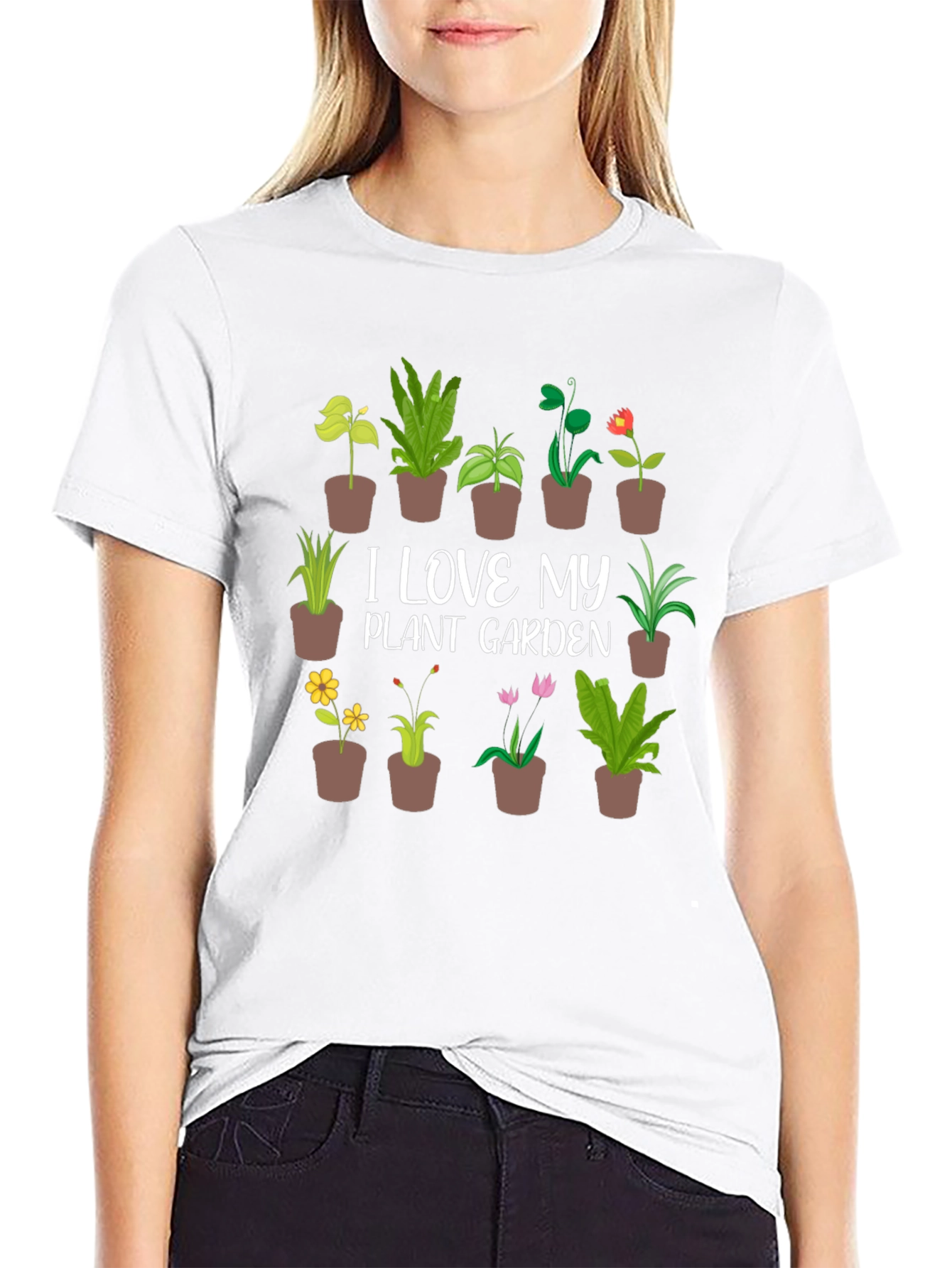 Black Plant Garden T-Shirt - I Love My Plant Garden Tee view 9