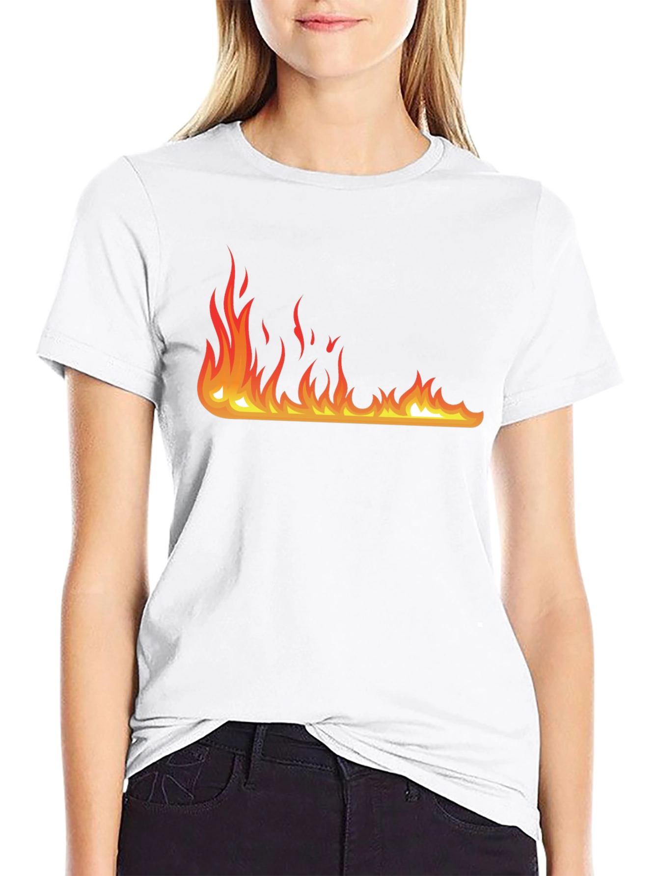 Black Fire Graphic Black T-Shirt - Bold Design, Casual Wear view 9
