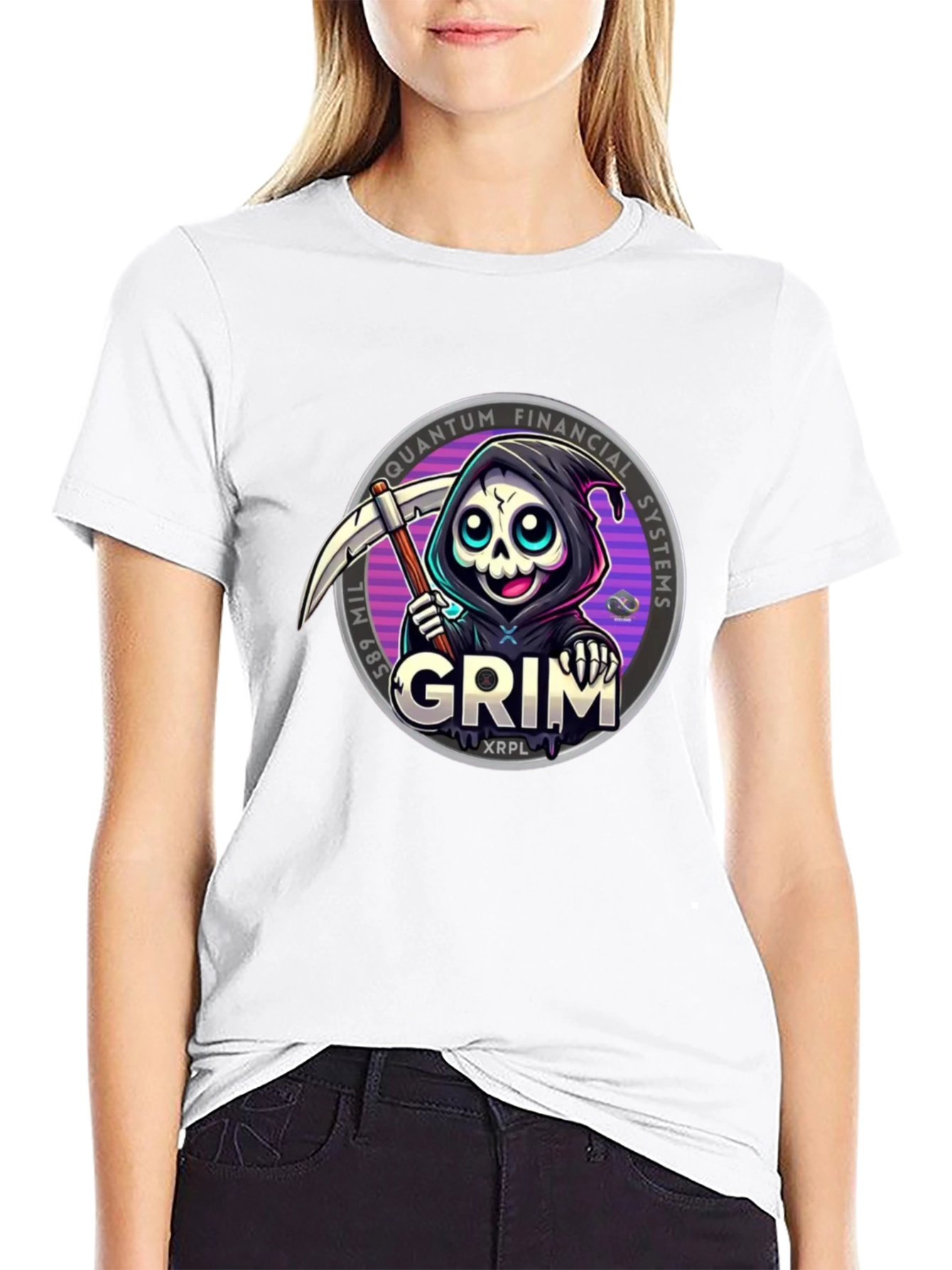 Black Grim Reaper Crypto T-Shirt - Quantum Financial Systems view 9