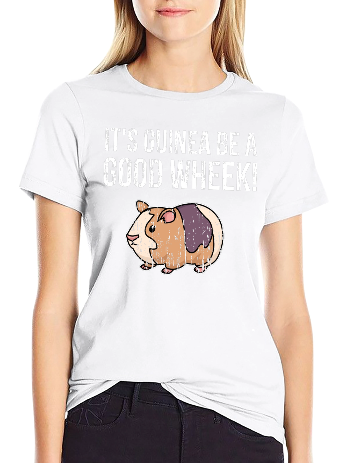 Black Guinea Pig Good Wheek T-Shirt view 9
