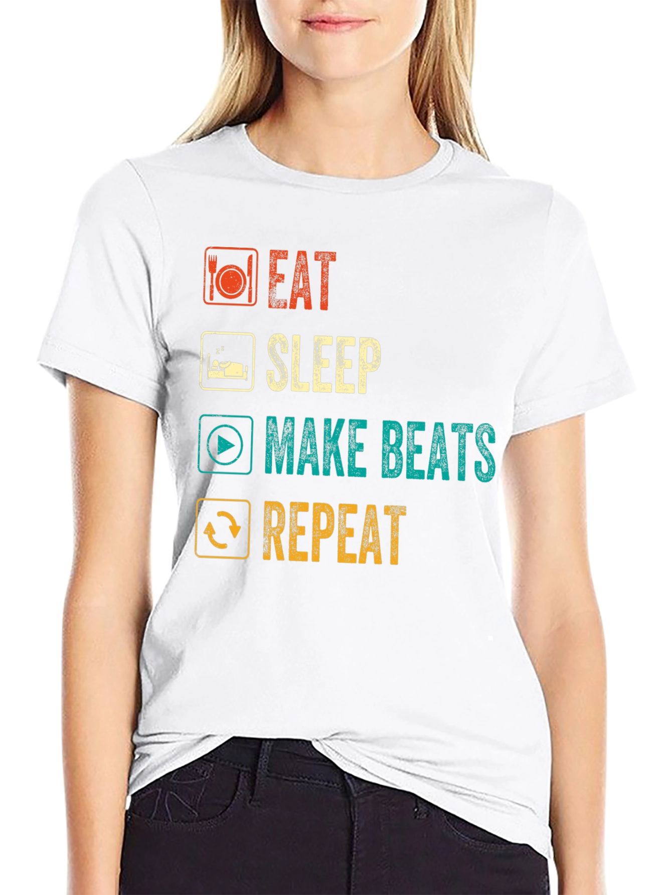 Black Eat Sleep Make Beats Repeat T-Shirt view 9