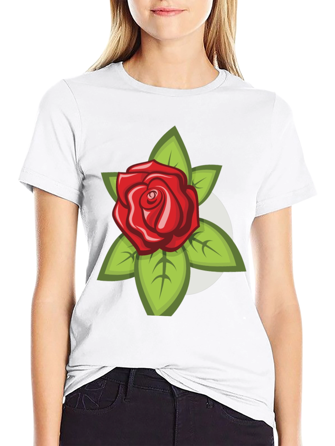 Black Men's Black T-Shirt with Rose Design view 9