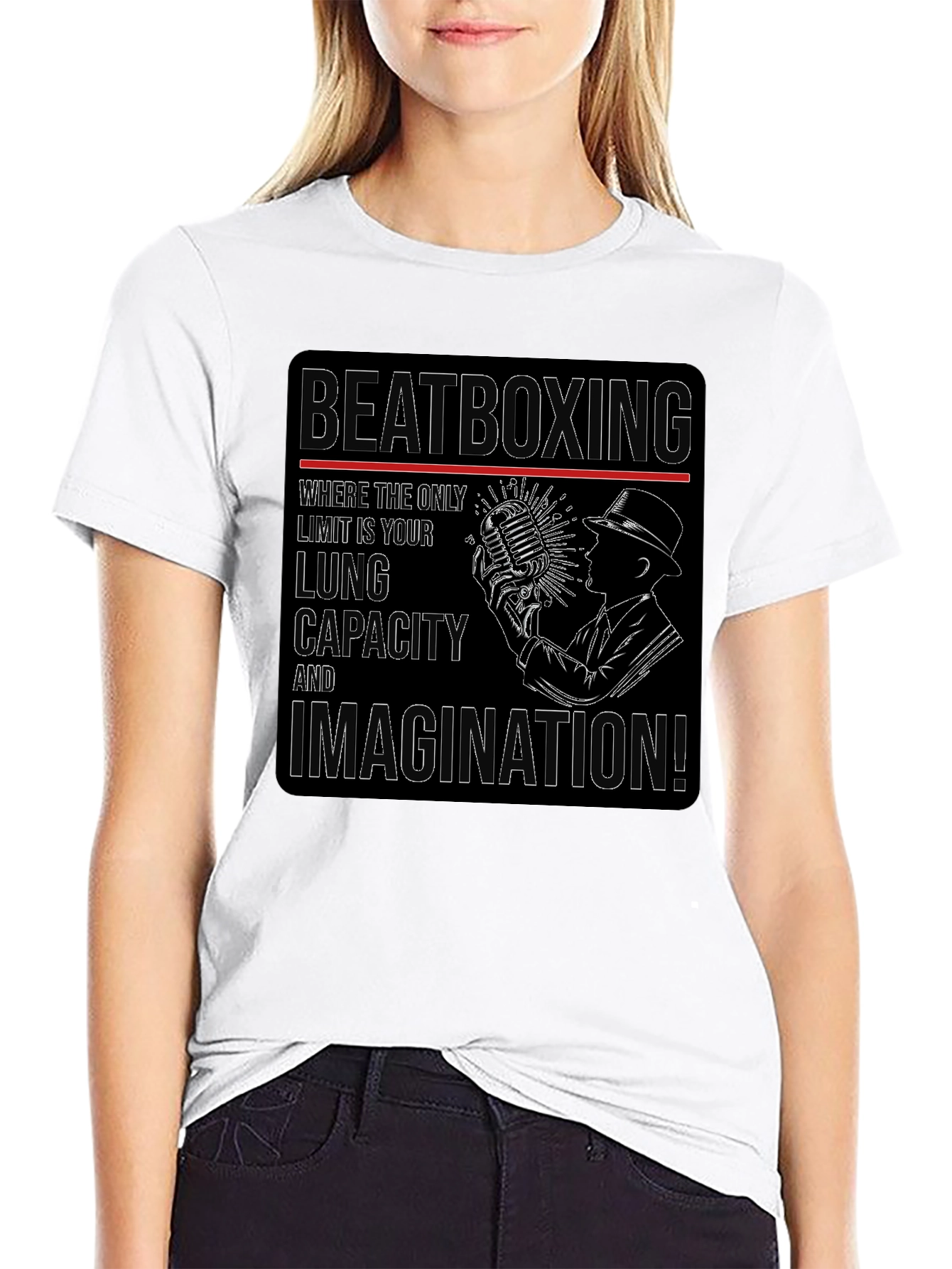 Black Beatboxing Lung Capacity Imagination T-Shirt view 9