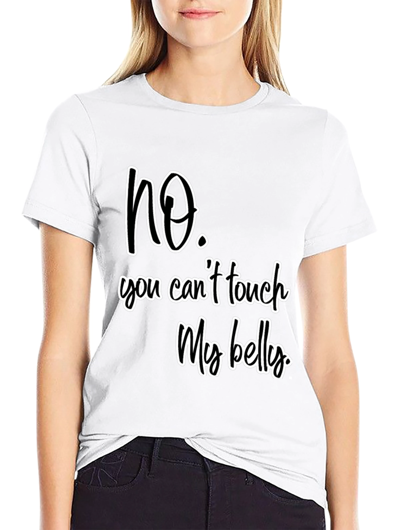 Black No Touch My Belly Graphic Tee - Unisex view 9