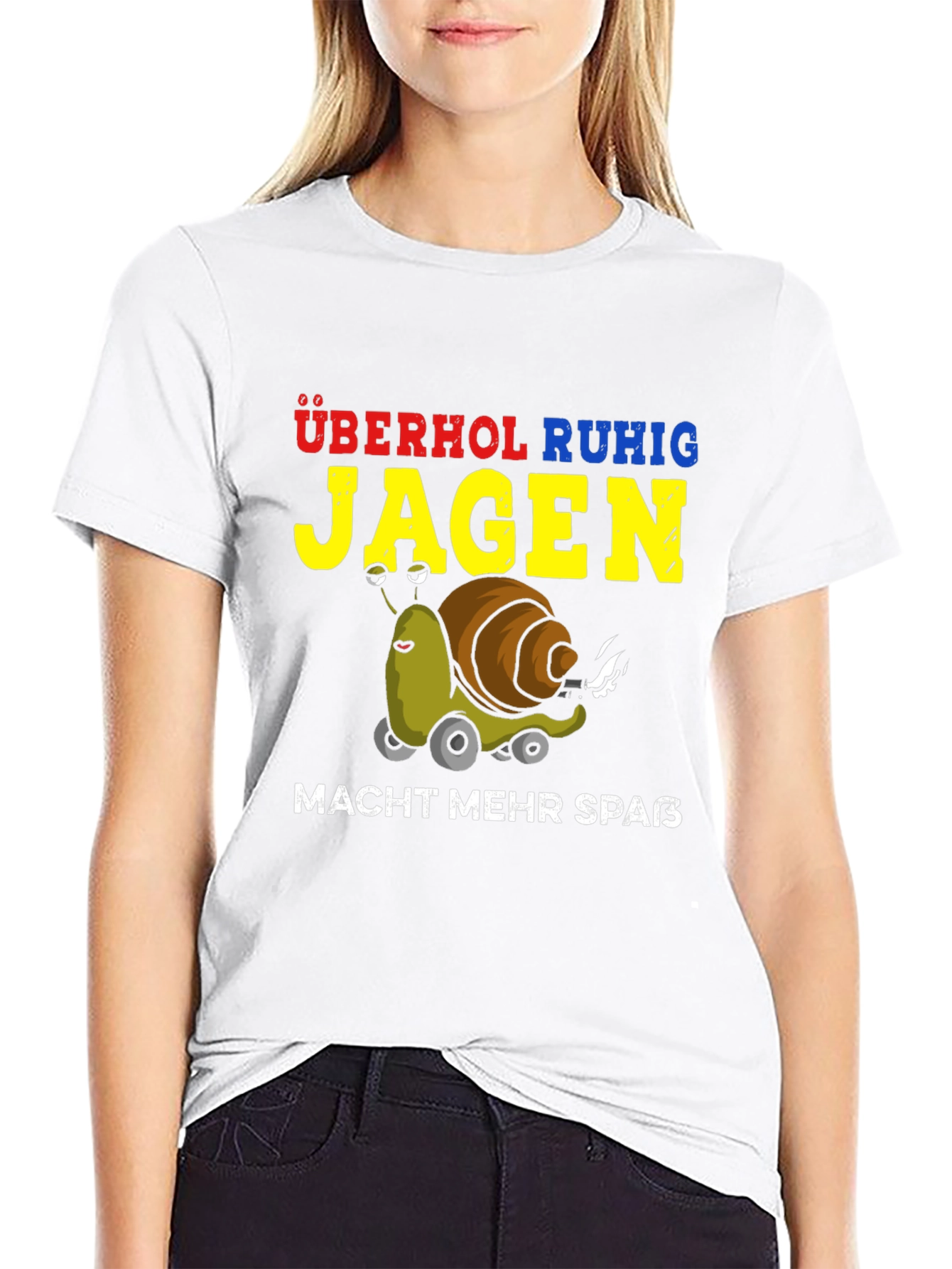 Black Funny Snail Racing T-Shirt - Overhol Ruhig Jagen view 9