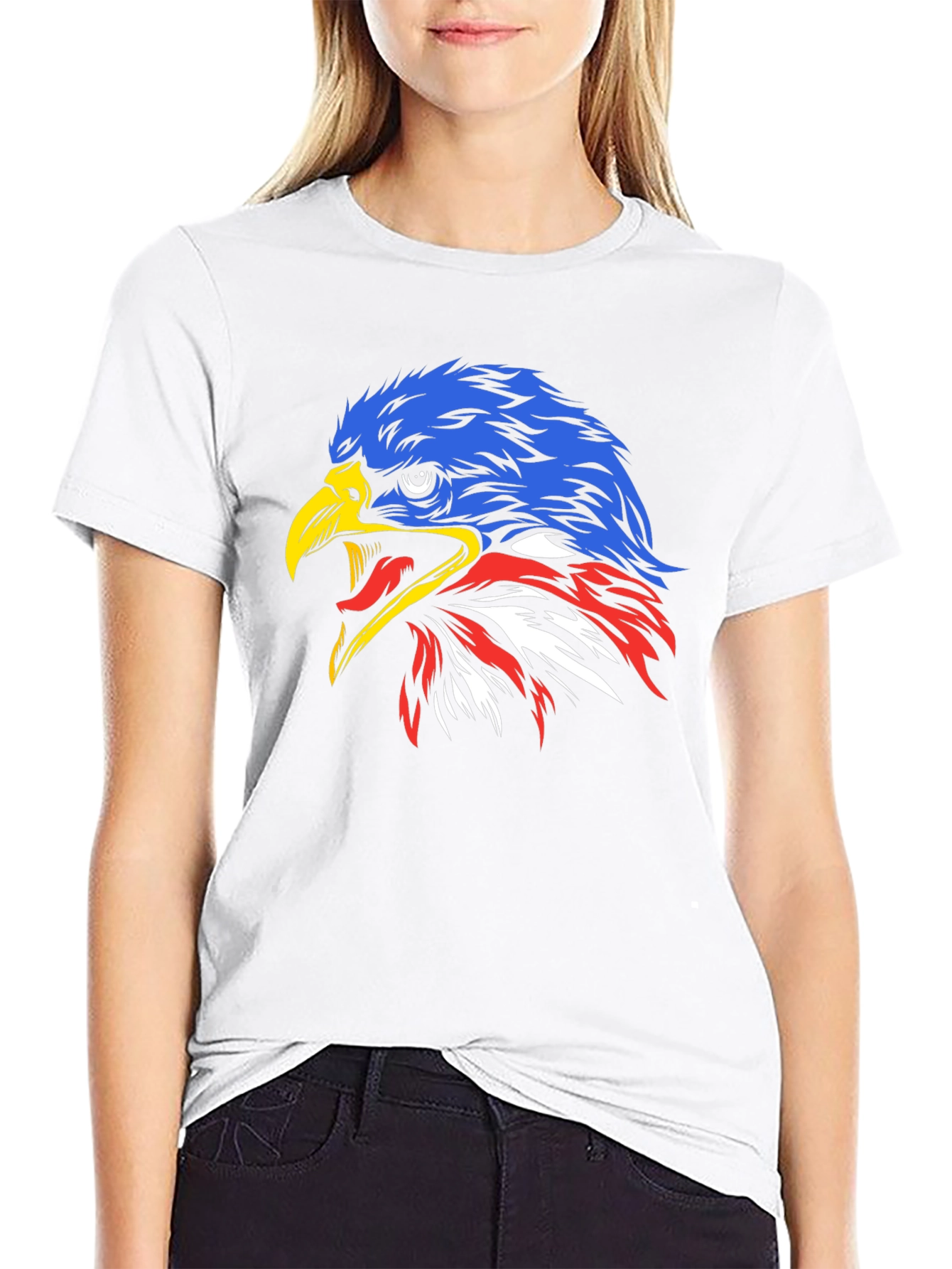 Black Eagle Head Graphic Print Tee - Patriotic Style view 9