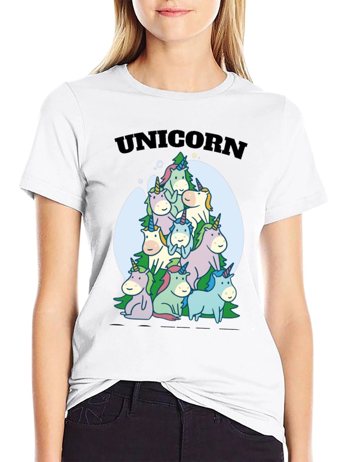Black Unicorn Family Pile Black T-Shirt view 9