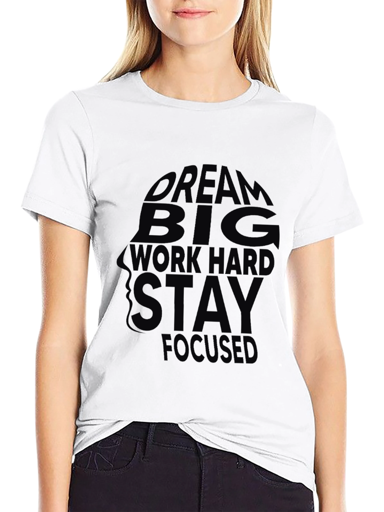 Black Motivational T-Shirt - Dream Big, Work Hard, Stay Focused view 9