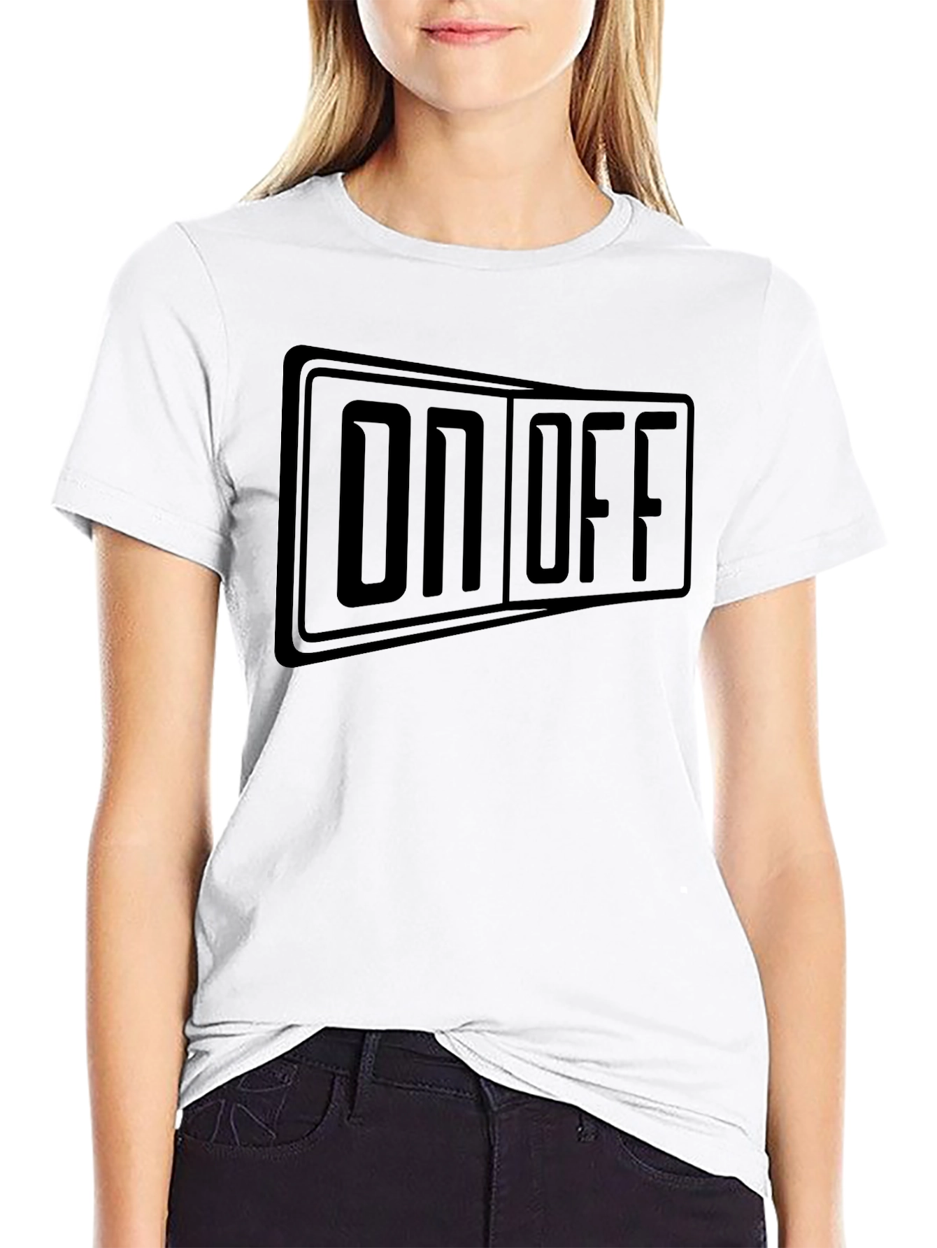 Black On/Off Graphic Black T-Shirt - Stylish and Comfortable view 9