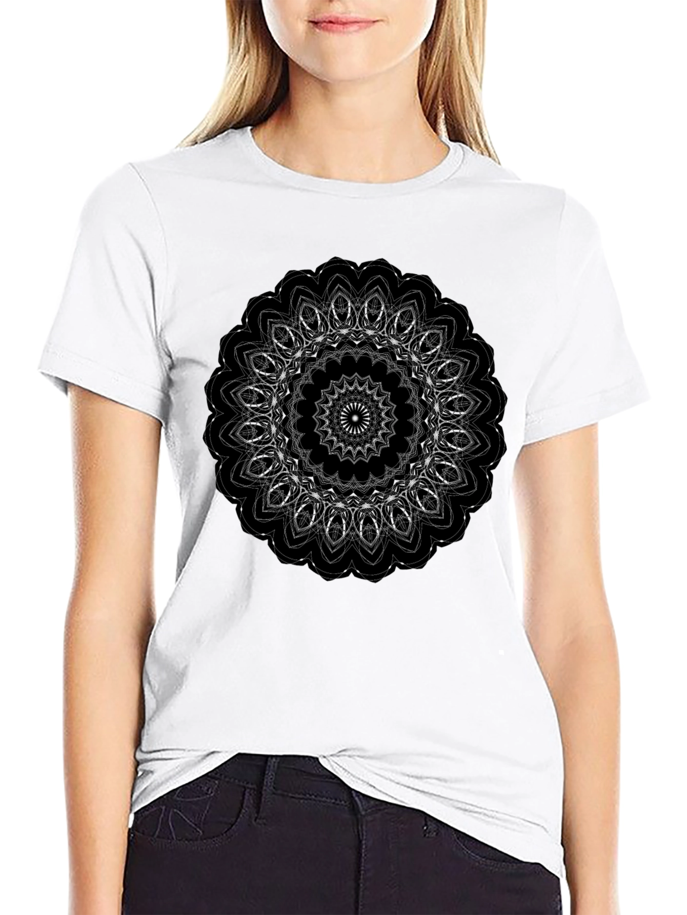 Black Black Mandala Graphic T-Shirt - Stylish Men's Tee view 9