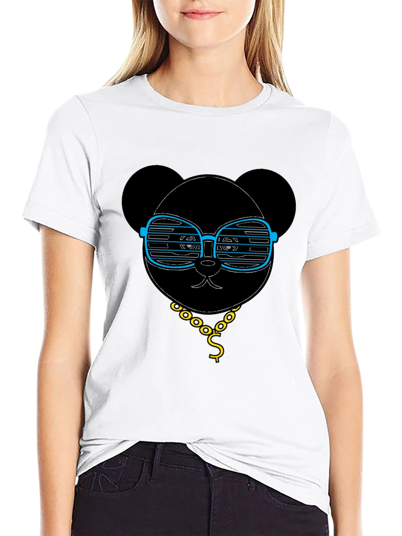 Black Cool Panda T-Shirt - Graphic Tee with Shades view 9