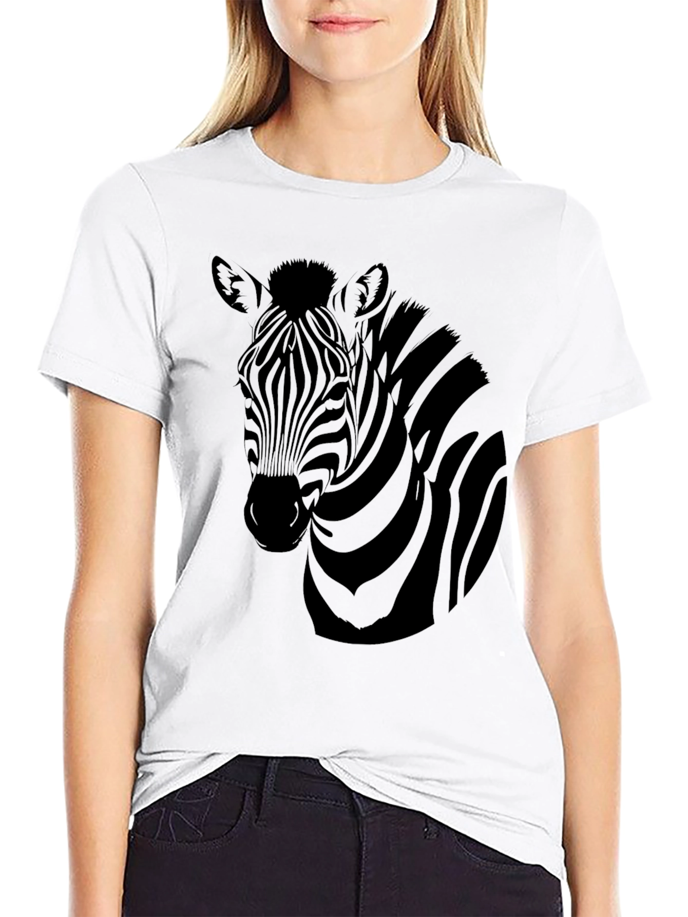 Black Zebra Graphic Print Men's Black T-Shirt view 9