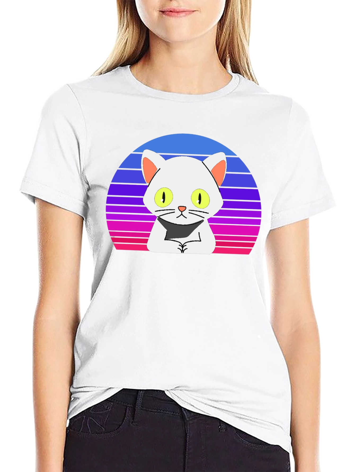 Black Retro Cat T-Shirt - Cool Cartoon Design view 9