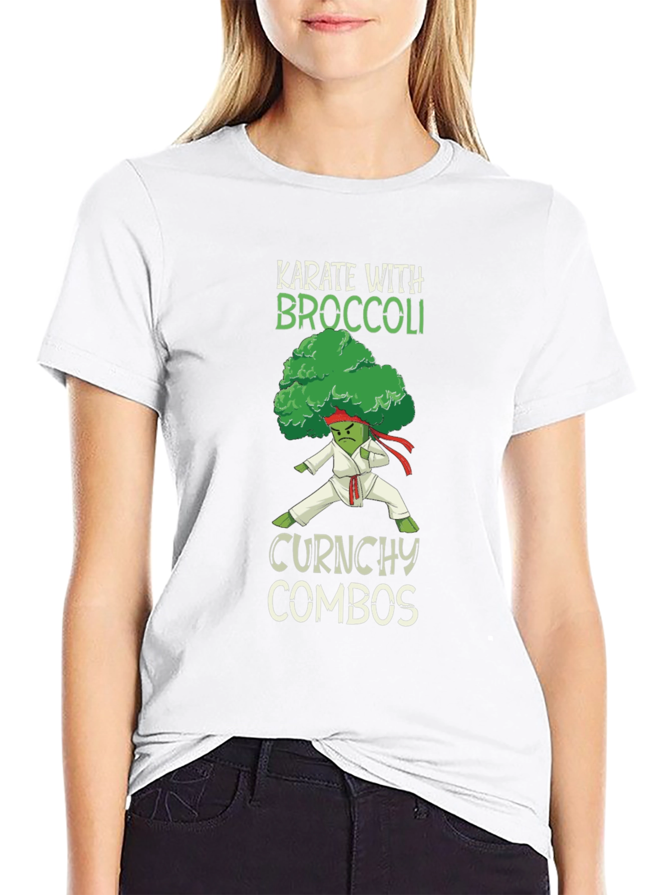 Black Karate Broccoli Funny T-Shirt view 9