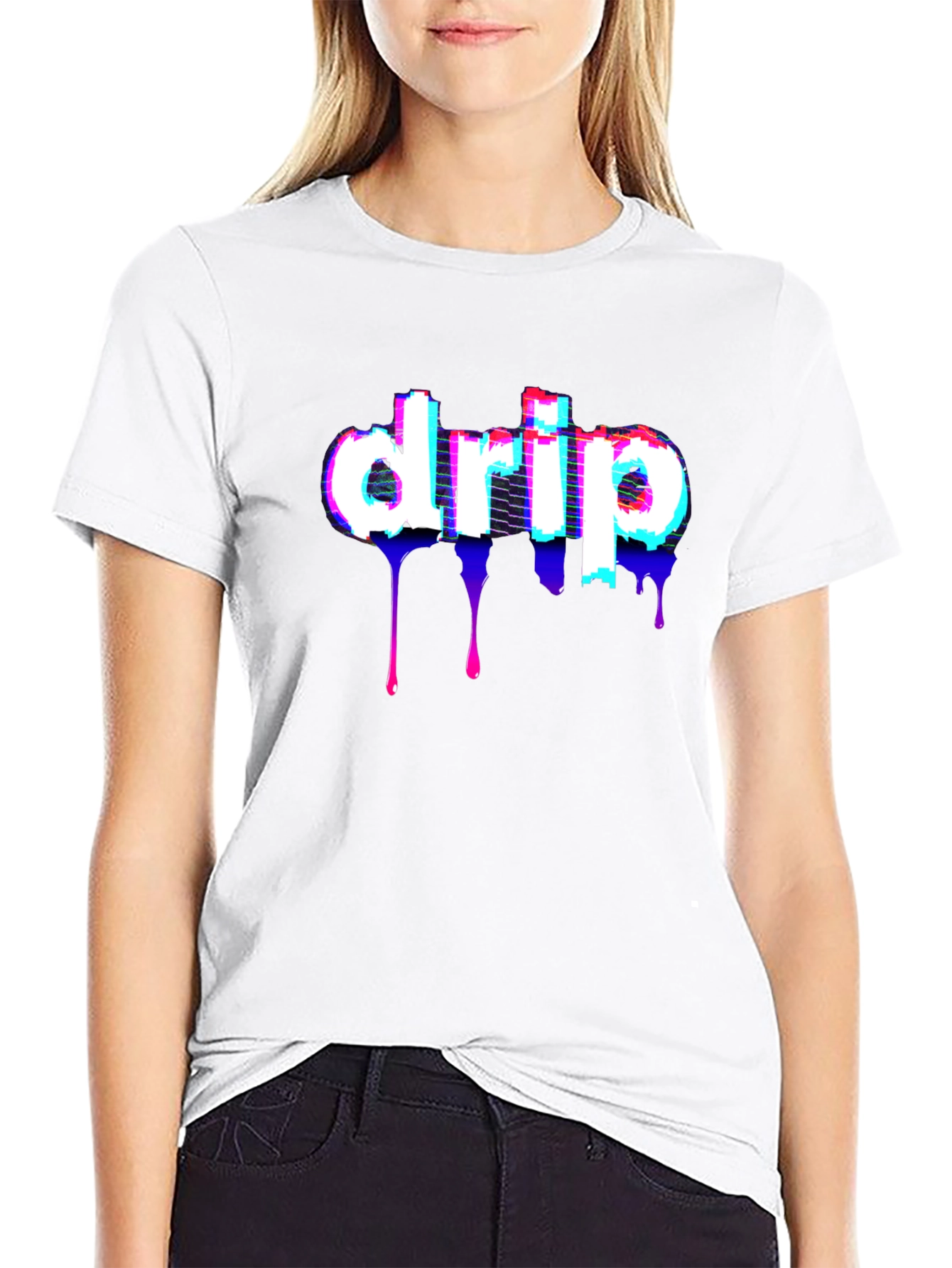 Black Drip Glitch T-Shirt - Stylish Black Tee view 9